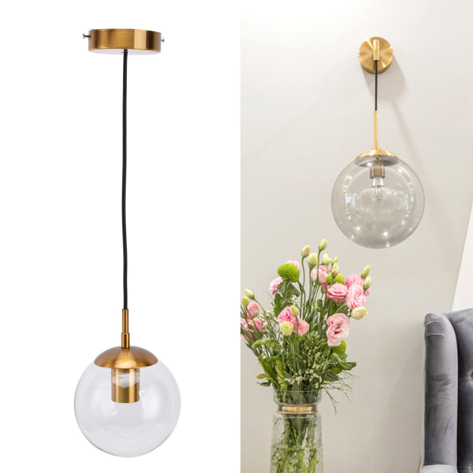 Modern Retro Wall Lamp Decorative Minimalis Glass Ball E27 Wall Light for view 12