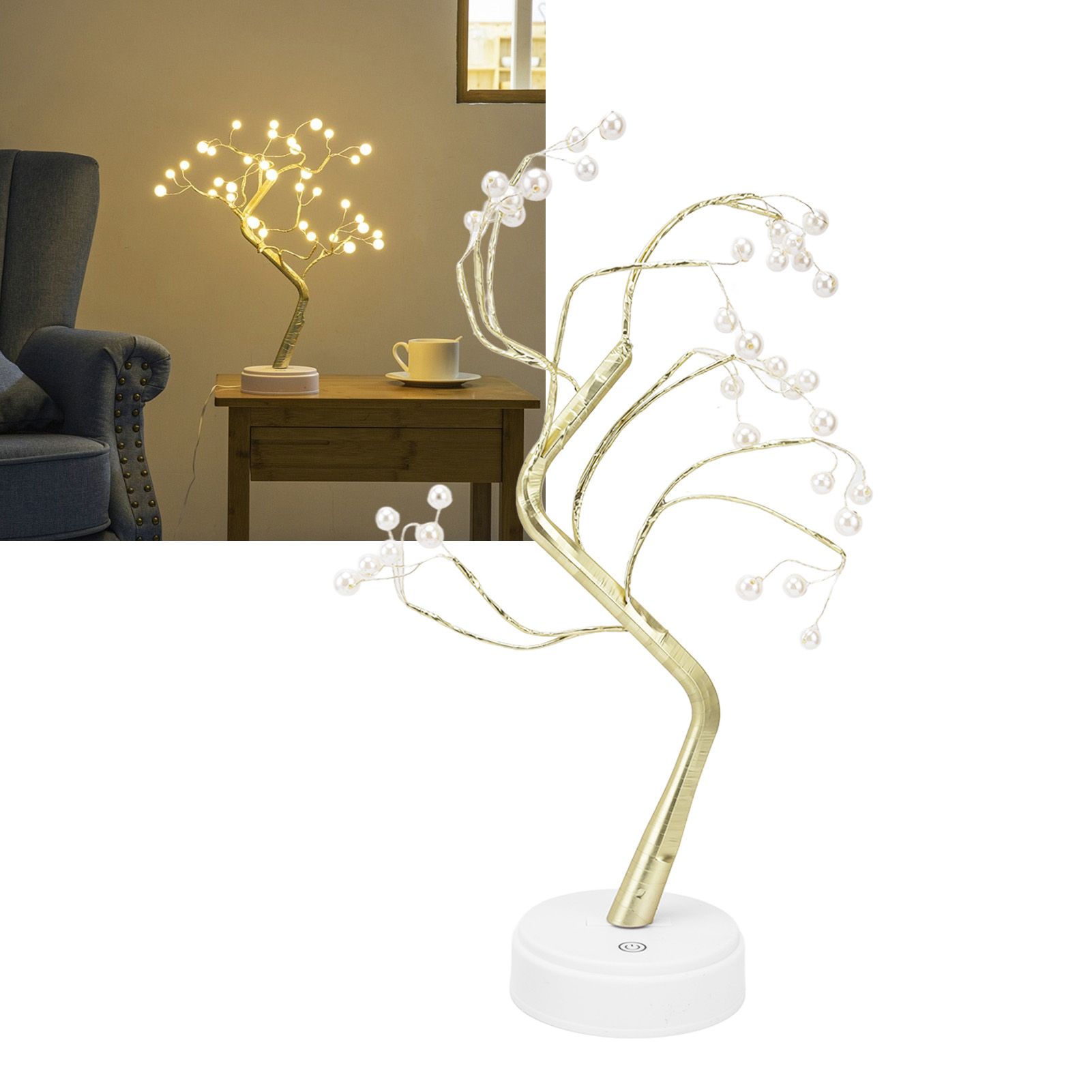 Tabletop Bonsai Tree Lamp Adjustable Safe Use Stable Night Light with Copper view 11