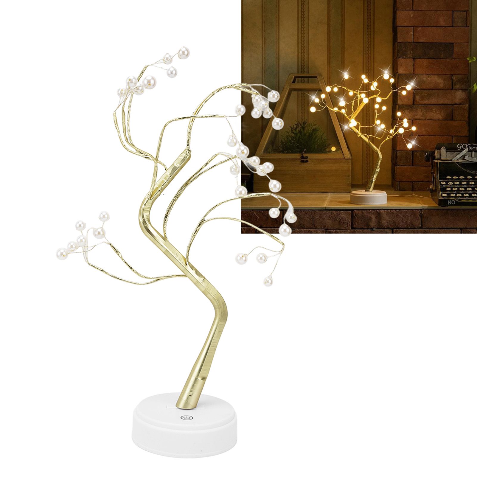 Tabletop Bonsai Tree Lamp Adjustable Safe Use Stable Night Light with Copper view 12