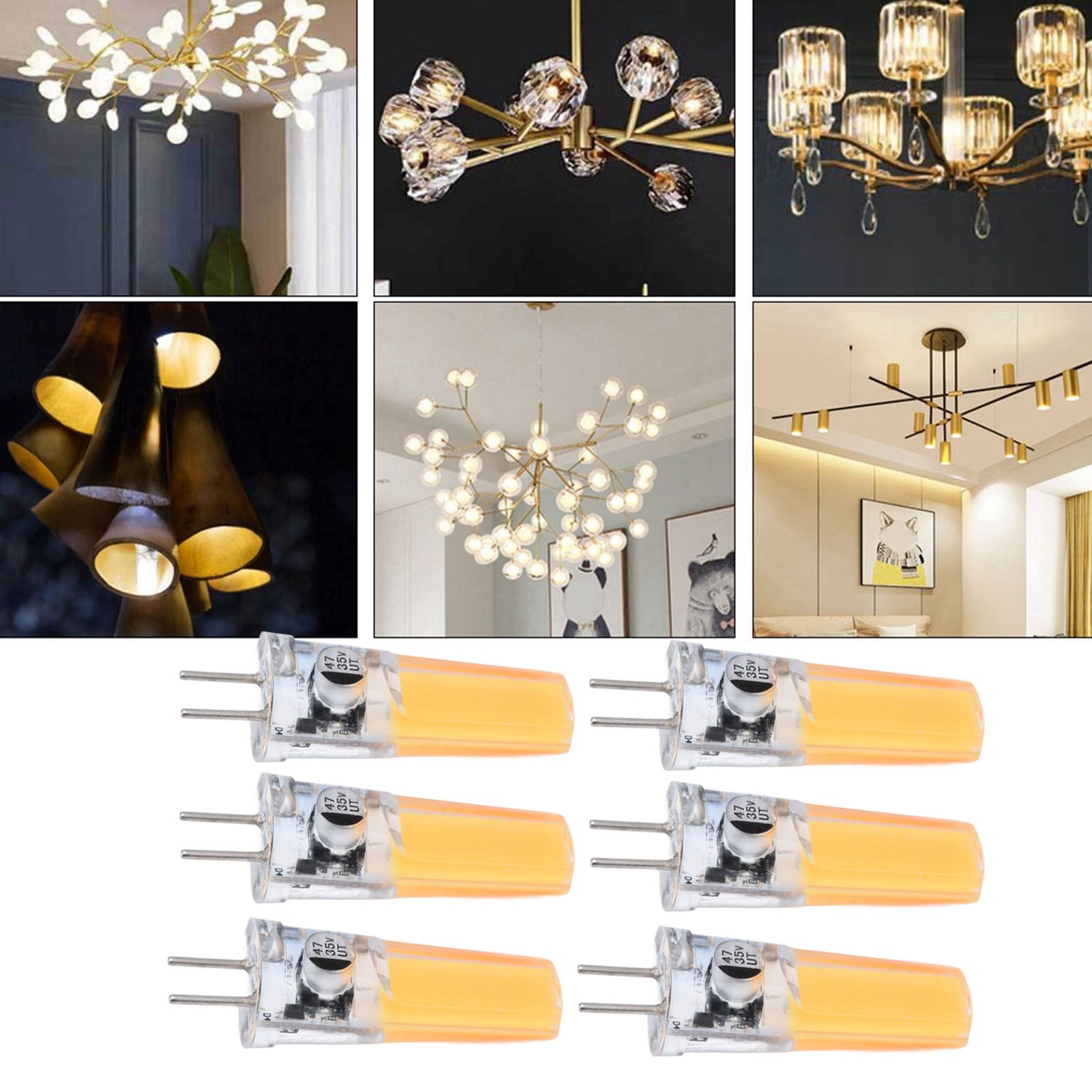 6PCS GY6.35 Bulb 5W COB Light Bulb 500lm Silicone Ceiling Lamp Bulb for Living view 12