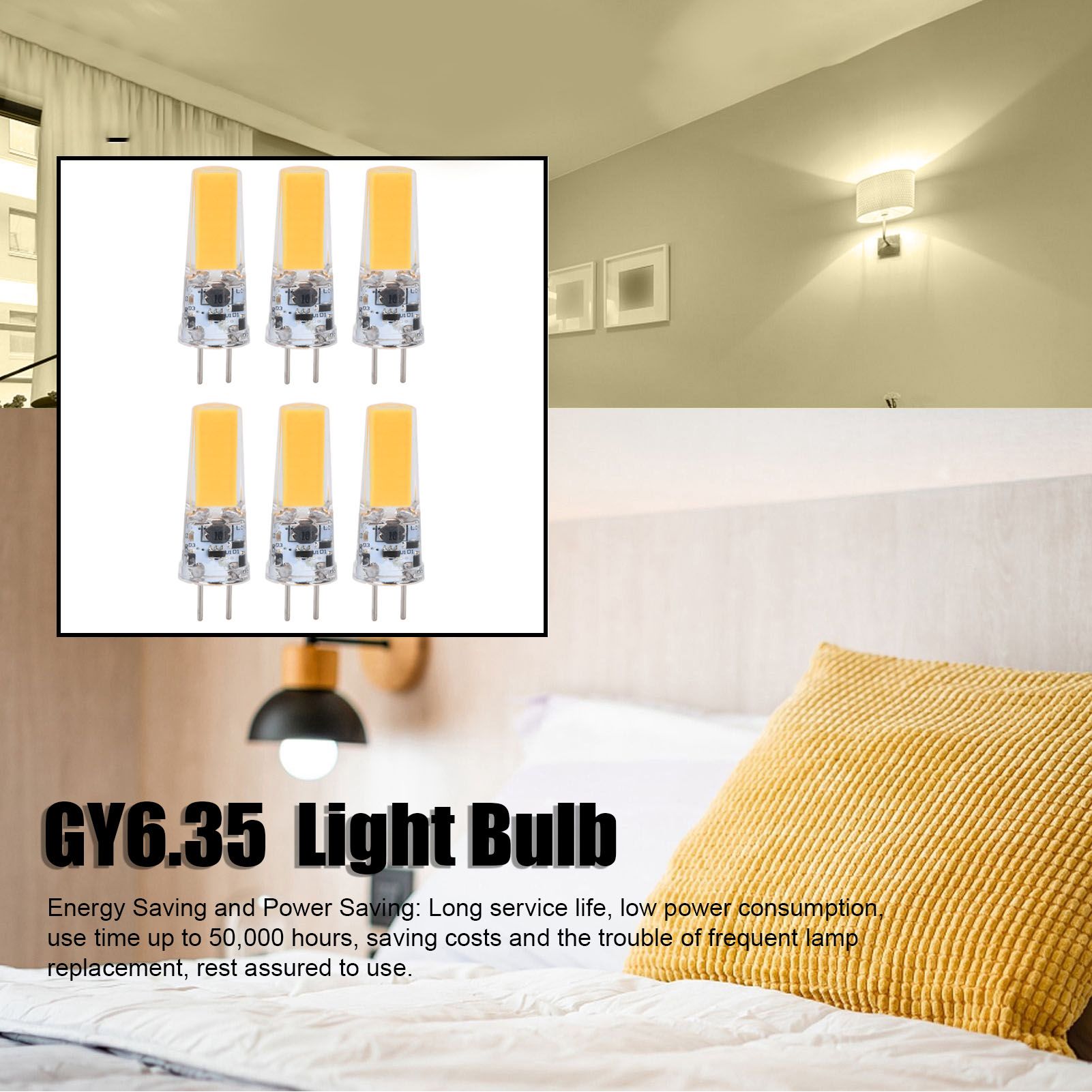 6PCS GY6.35 Bulb 5W COB Light Bulb 500lm Silicone Ceiling Lamp Bulb for Living view 14