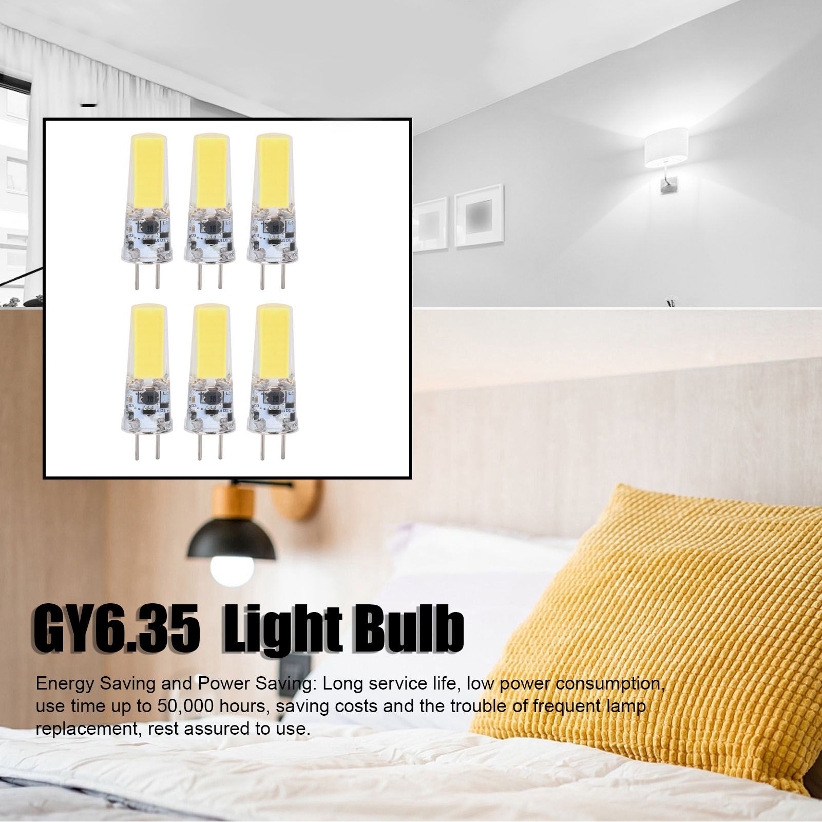 6PCS GY6.35 Bulb 5W COB Light Bulb 500lm Silicone Ceiling Lamp Bulb for Living view 14