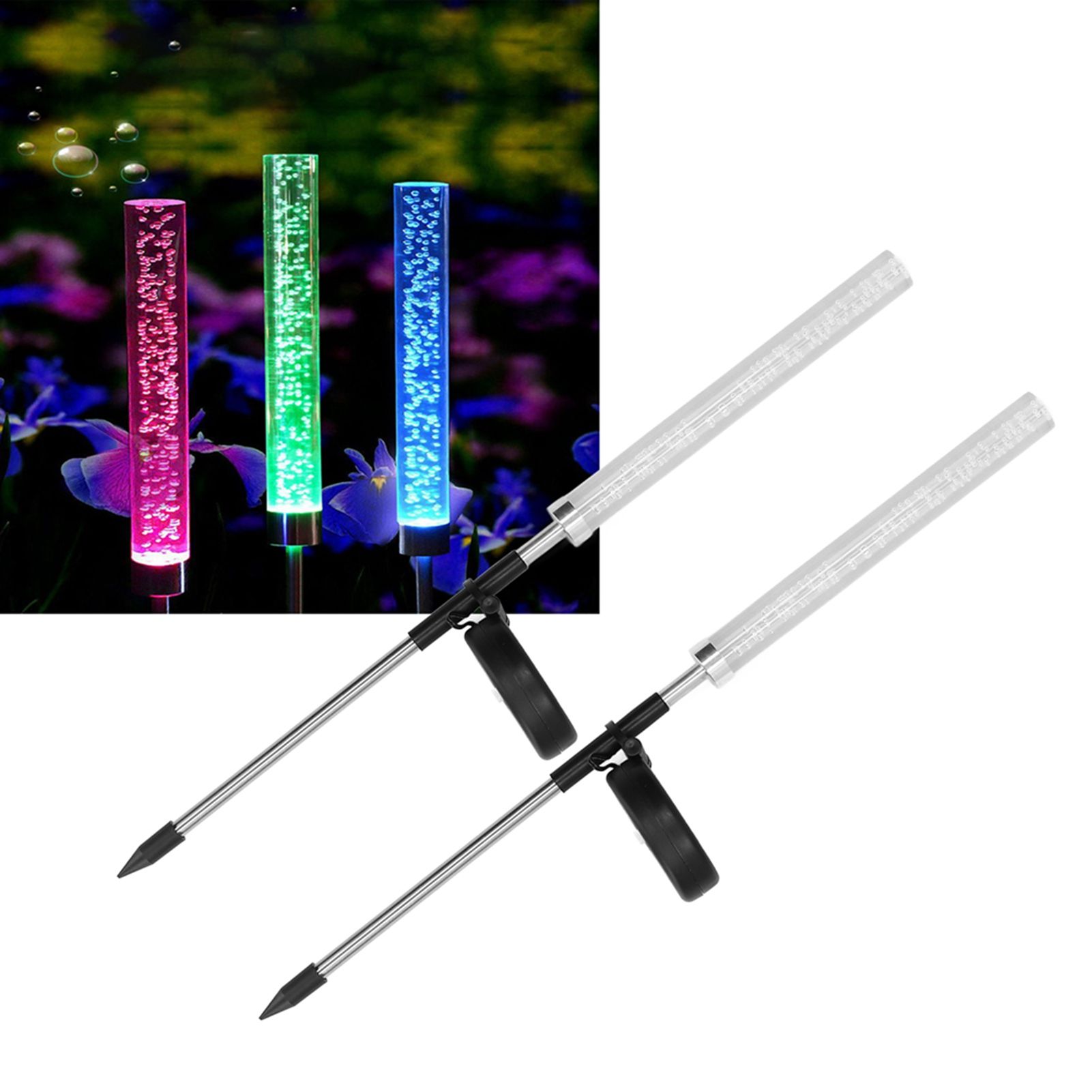 2pcs Solar Landscape Light Colorful Gradient Waterproof Decorative Outdoor view 11