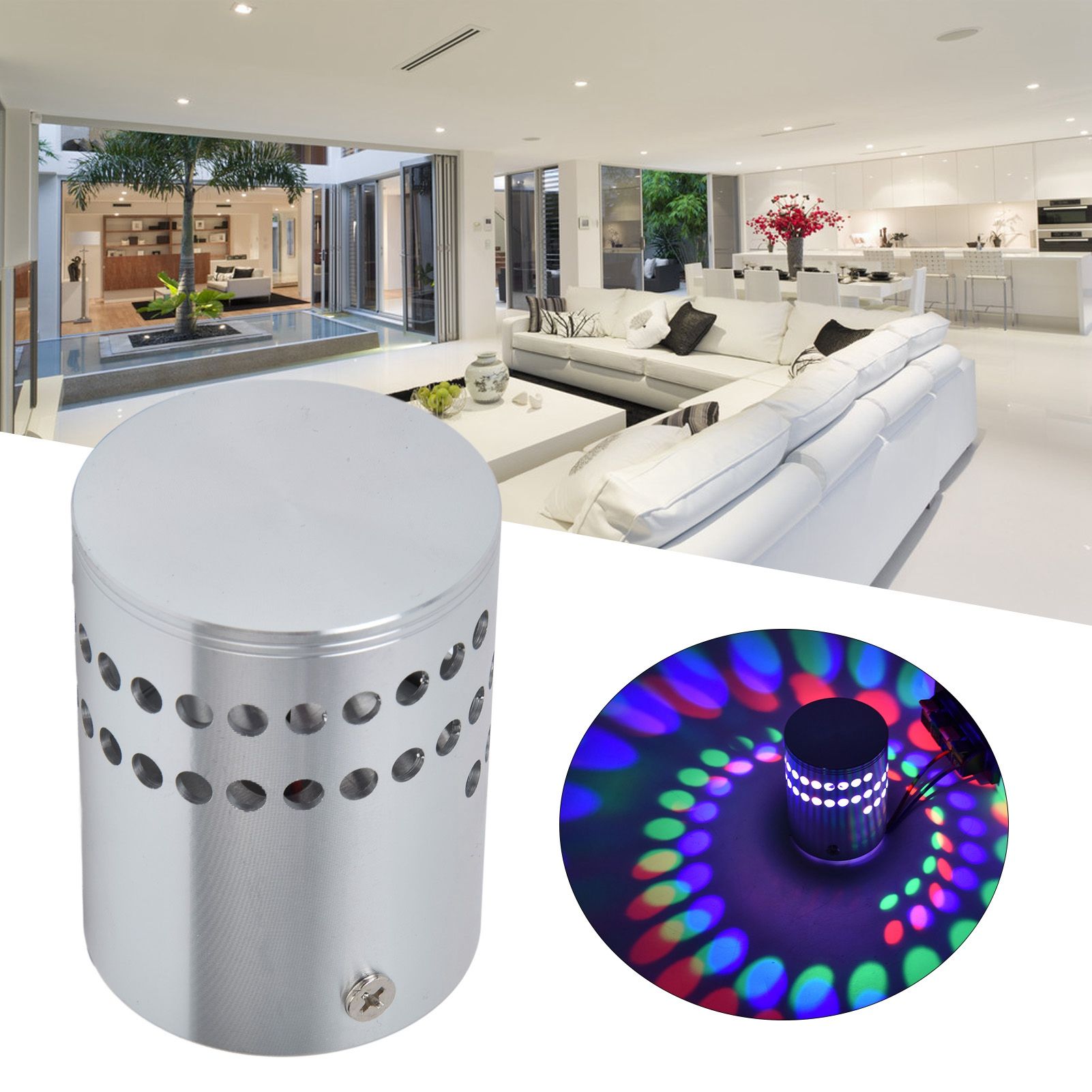 LED Spiral Hole Wall Lamp RGB Ceiling Light Surface Mount 3W AC85‑265V for view 12