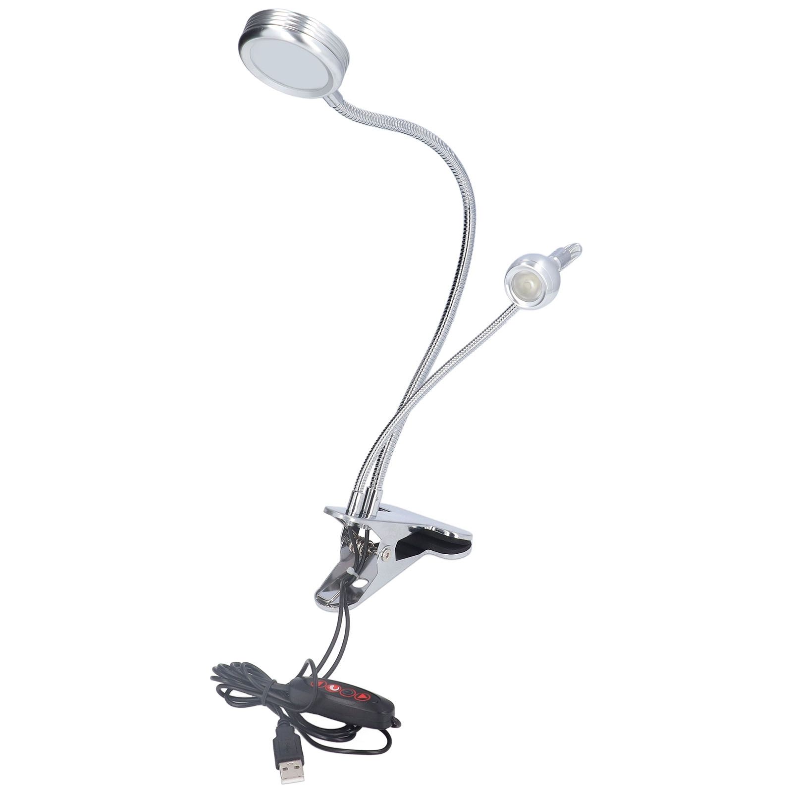 Clip Desk Lamp 10 Gear Adjustable LED Double Head Gooseneck Table Lamp Reading