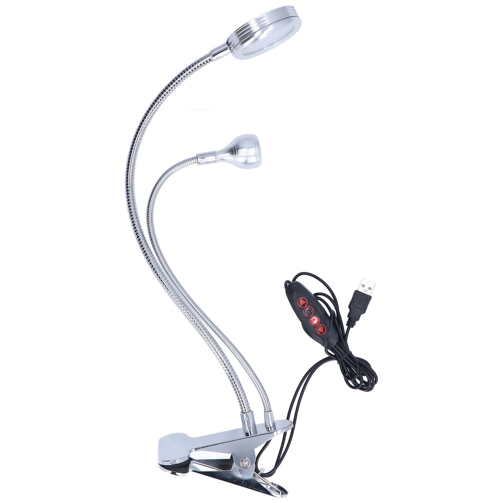 Clip Desk Lamp 10 Gear Adjustable LED Double Head Gooseneck Table Lamp Reading view 4