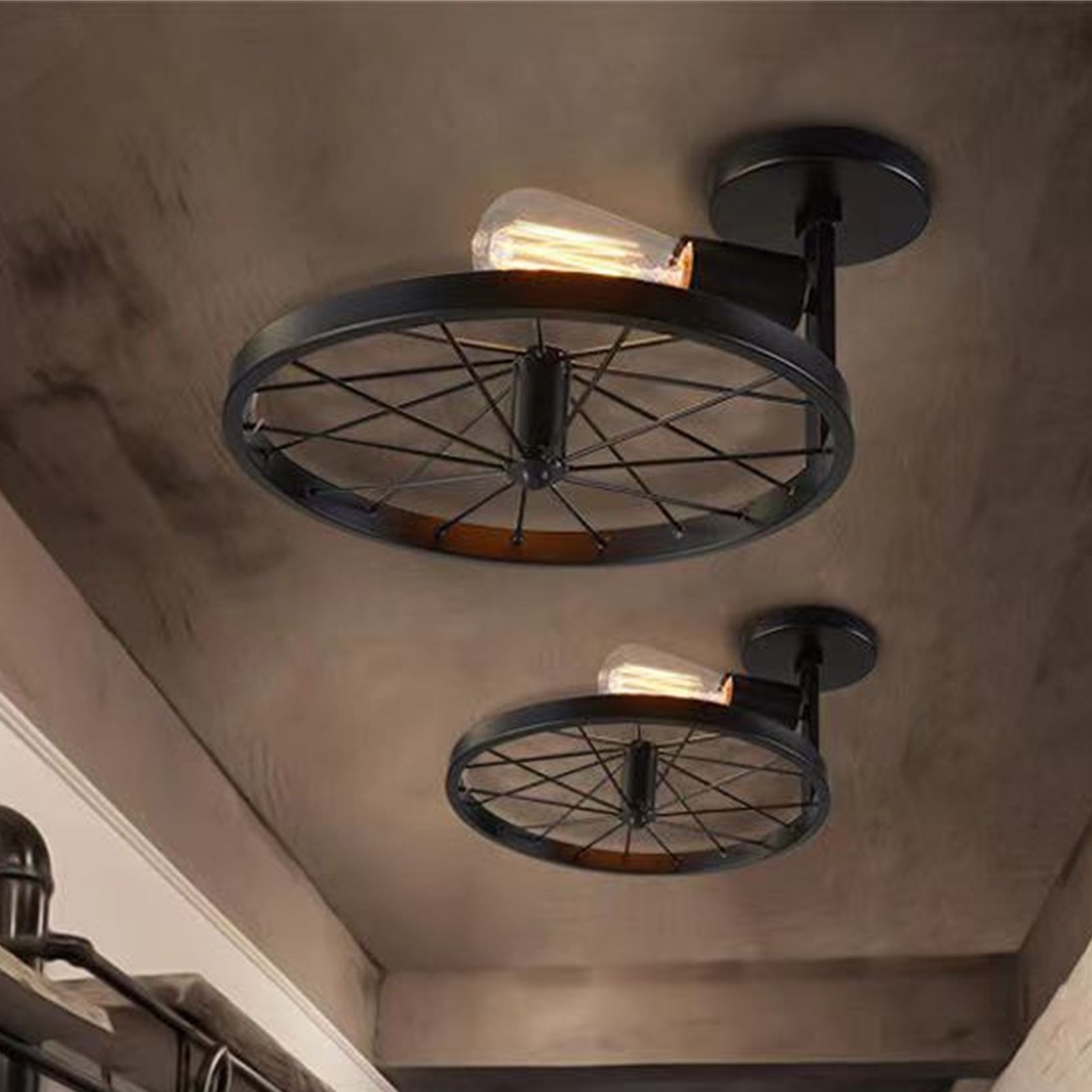 Wall Lamp Decorative Wheel Light Retro Industrial Style Iron for Balcony view 9