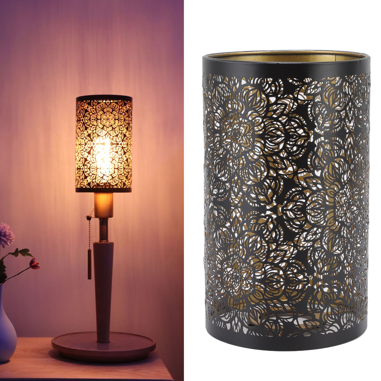 Lamp Shade Hollow Carving Metal Cylindrical Circular Pattern E27 E26 view 11