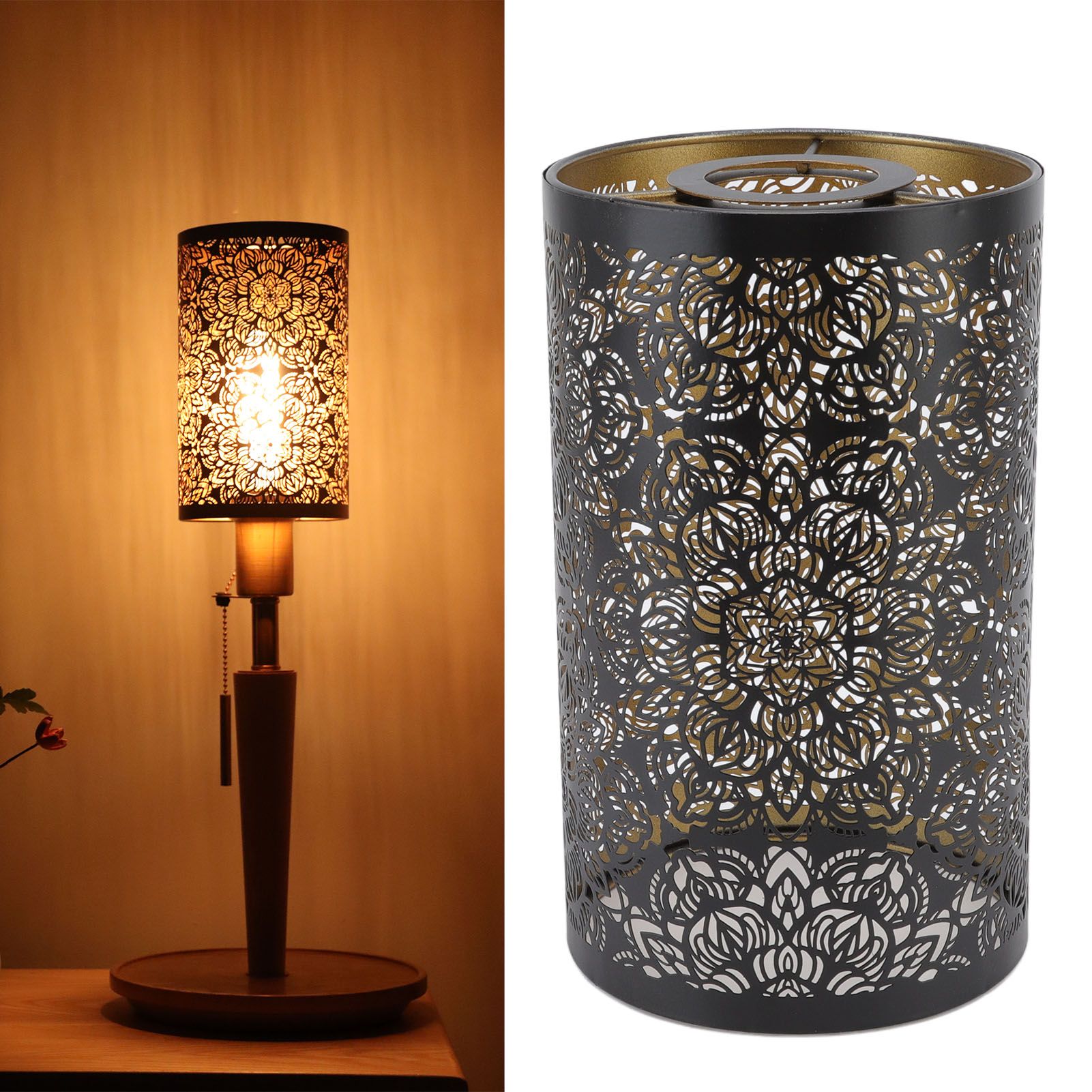 Lamp Shade Hollow Carving Metal Cylindrical Circular Pattern E27 E26 view 12