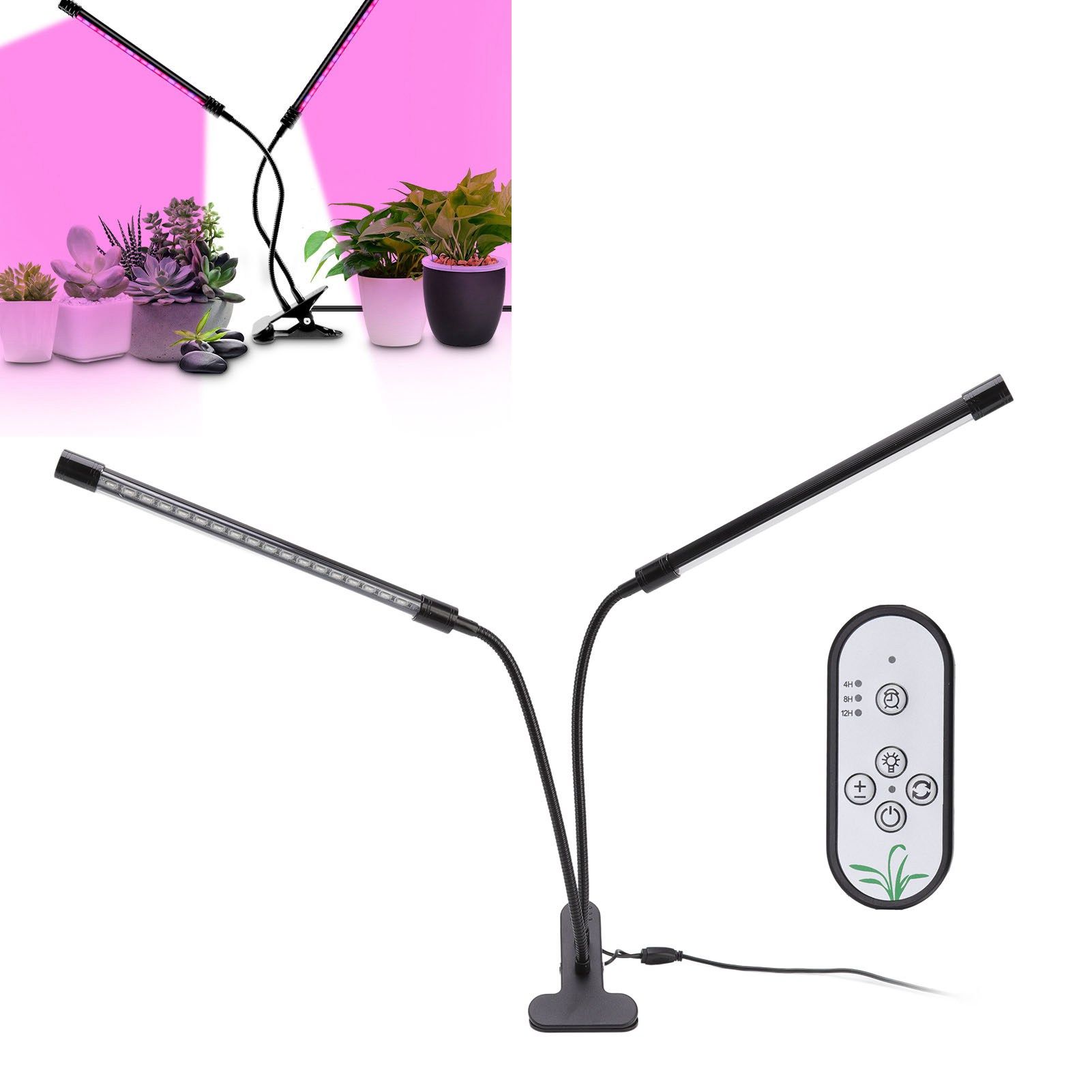 Plant Grow Light Dimmable Timing Full Spectrum USB Powered Dual Head Clip On view 11