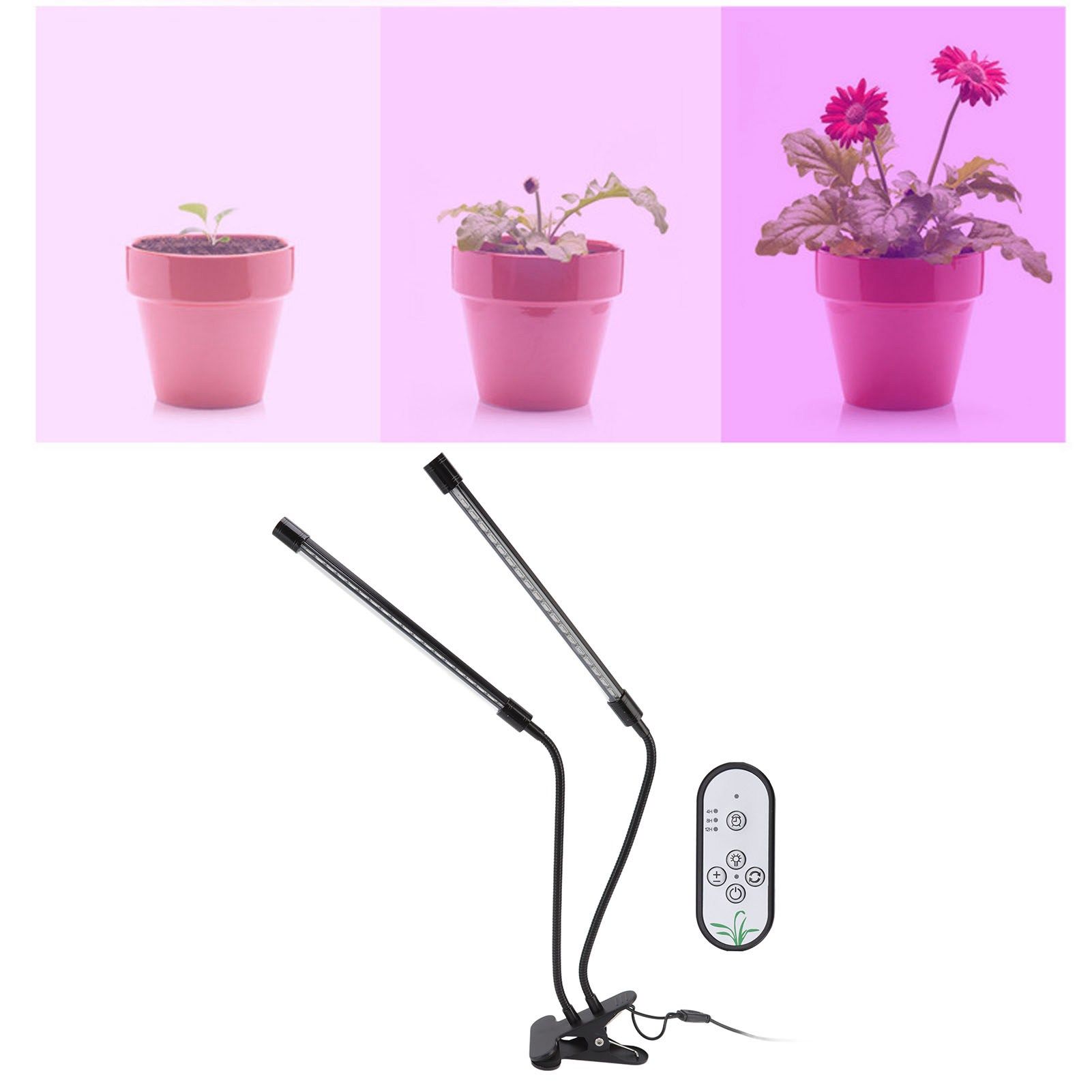Plant Grow Light Dimmable Timing Full Spectrum USB Powered Dual Head Clip On view 12
