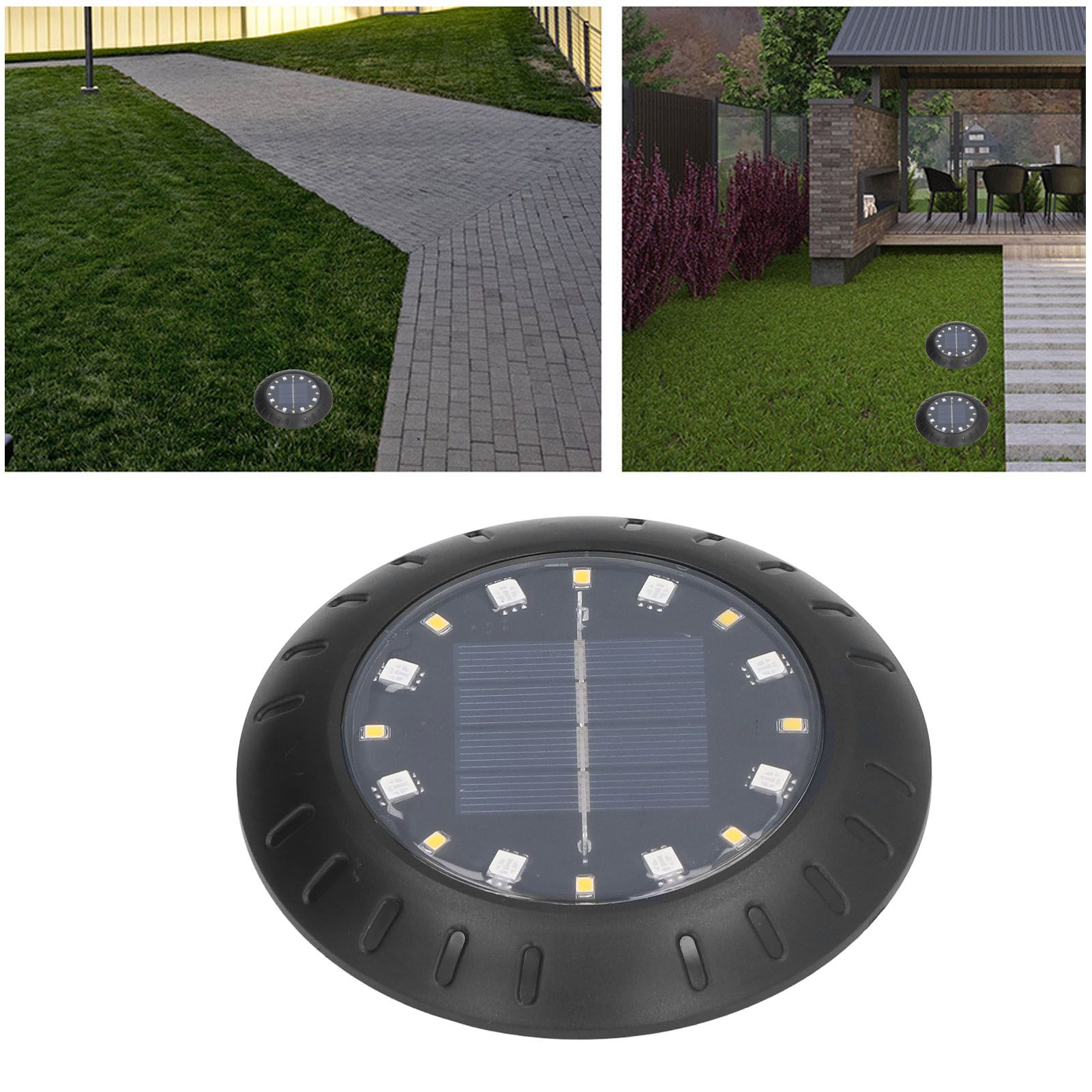 Solar Ground Lights Automatic Charging RGB LED Lamp Beads IP67 Waterproof Warm view 11
