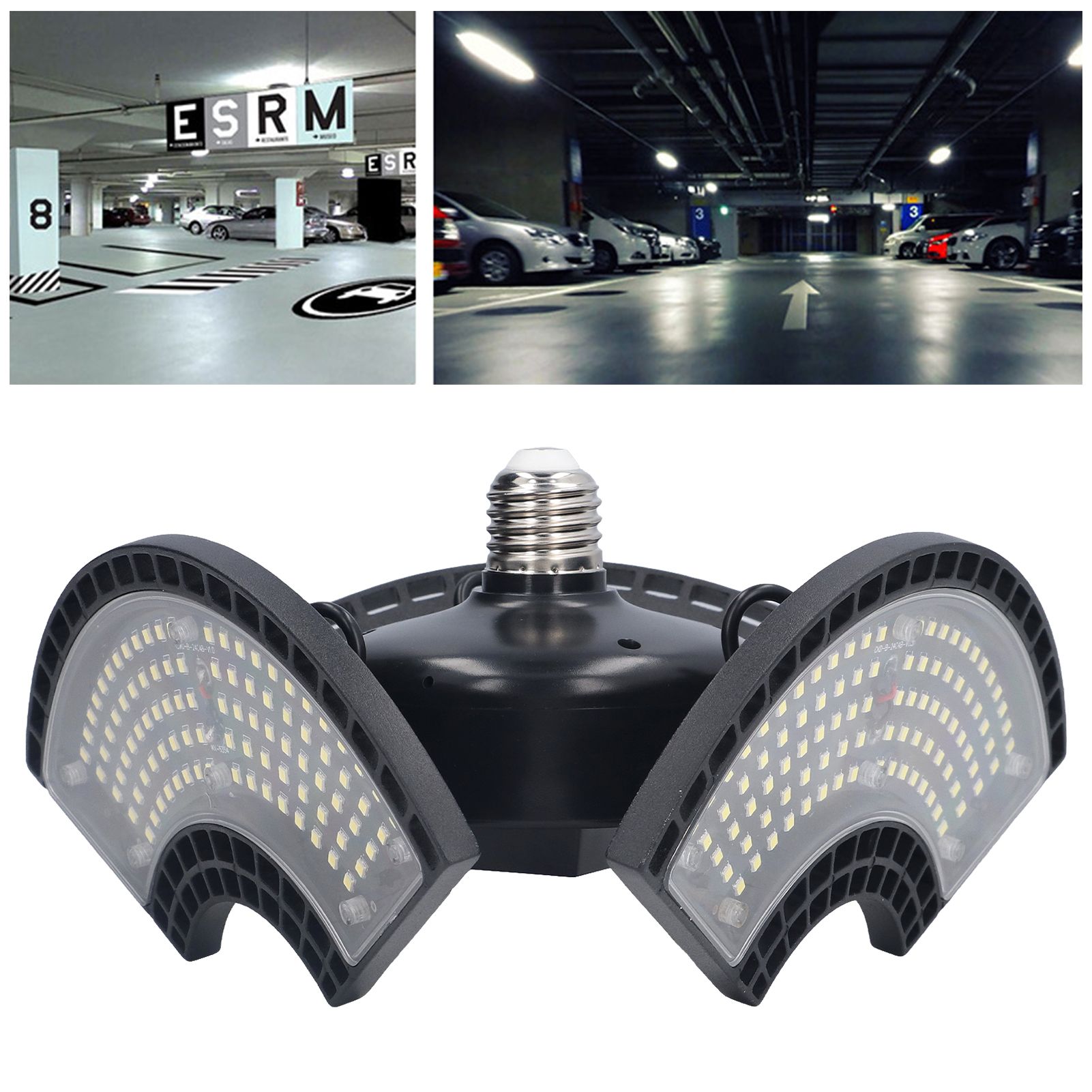 LED Bay Light 60W Waterproof 288 Lamp Beads Foldable 3 Leaf E26 E27 Garage view 12