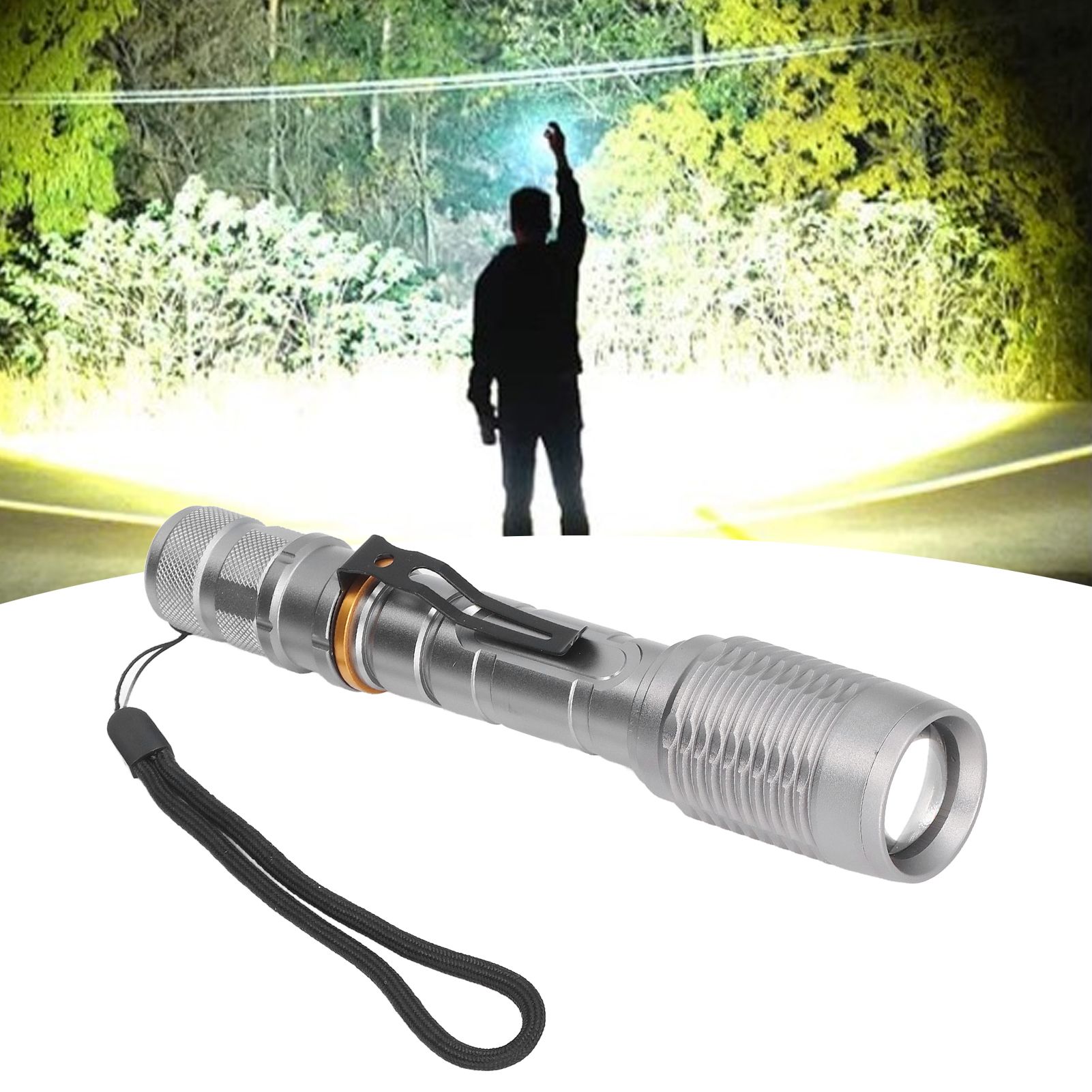 Telescopic Zoomable Flashlight 5 Lighting Modes 5000LM Waterproof Bright view 11