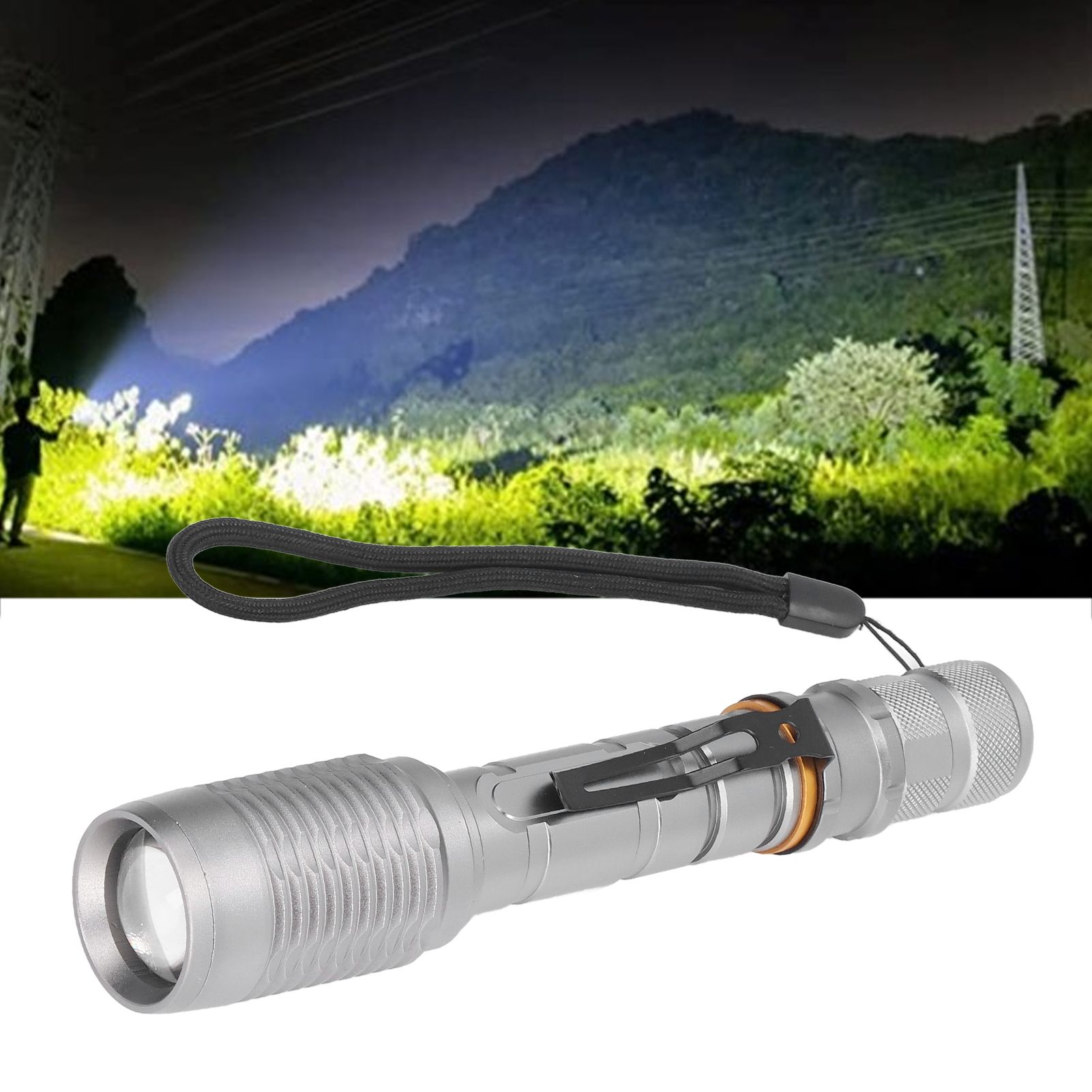 Telescopic Zoomable Flashlight 5 Lighting Modes 5000LM Waterproof Bright view 12
