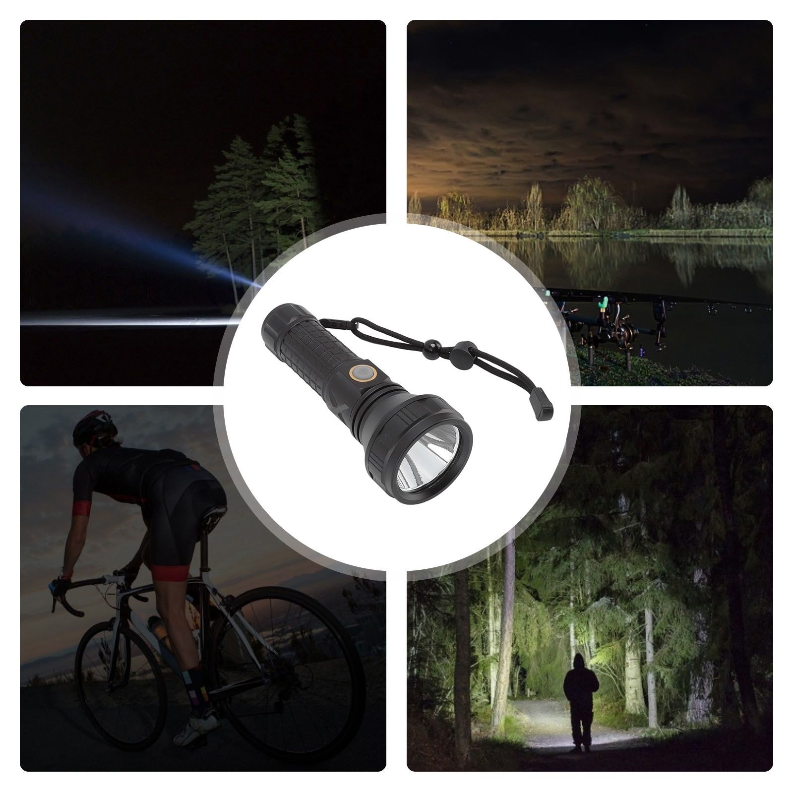 Flashlight Aluminum Alloy 8000lm Three Light Modes Waterproof Flashlight for view 11