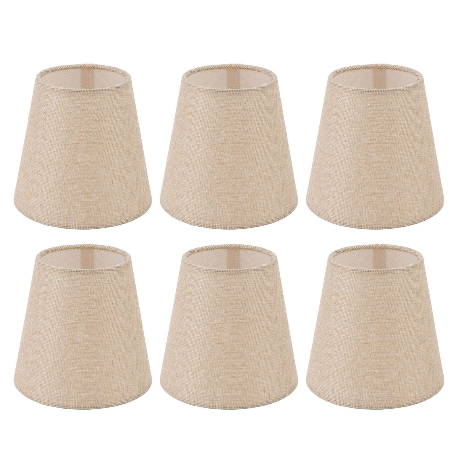 6PCS Linen Fabric Lamp Shade Cover Cylindrical Lampshade with Iron Support for
