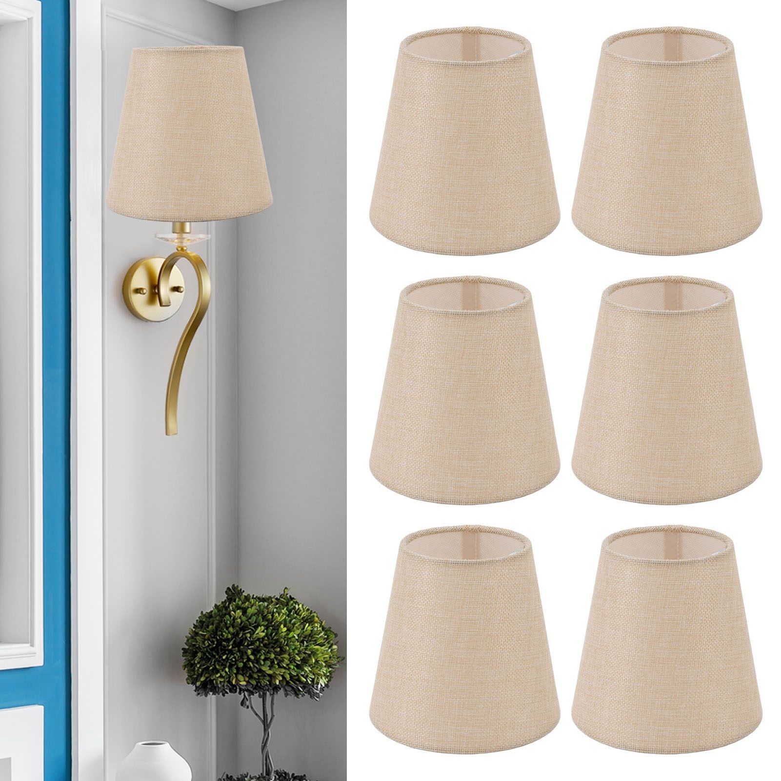 6PCS Linen Fabric Lamp Shade Cover Cylindrical Lampshade with Iron Support for view 12