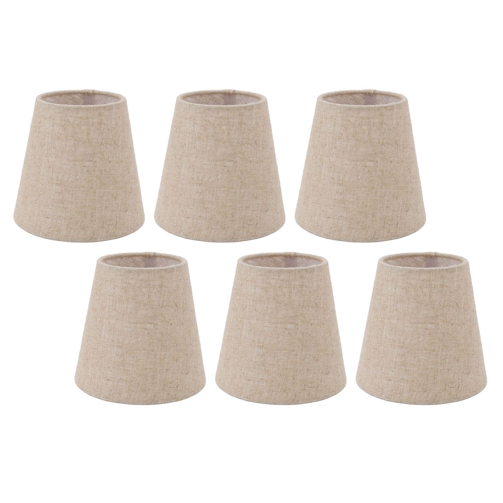 6Pcs Small Lamp Shade Clip On Drum Linen Fabric Lampshade for Candle Bulbs view 2