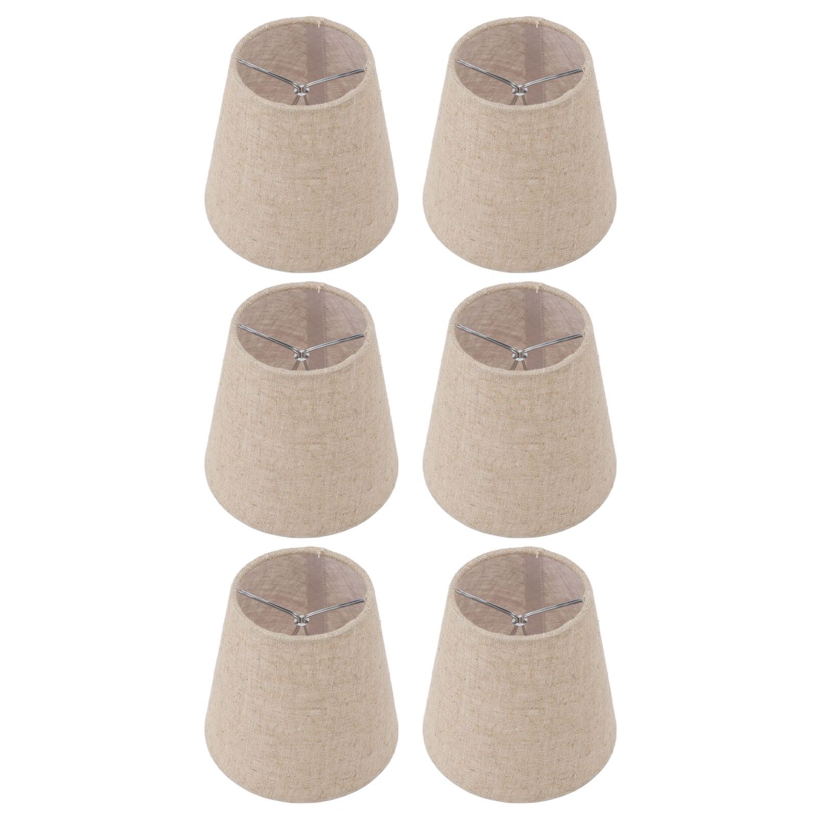 6Pcs Small Lamp Shade Clip On Drum Linen Fabric Lampshade for Candle Bulbs view 3