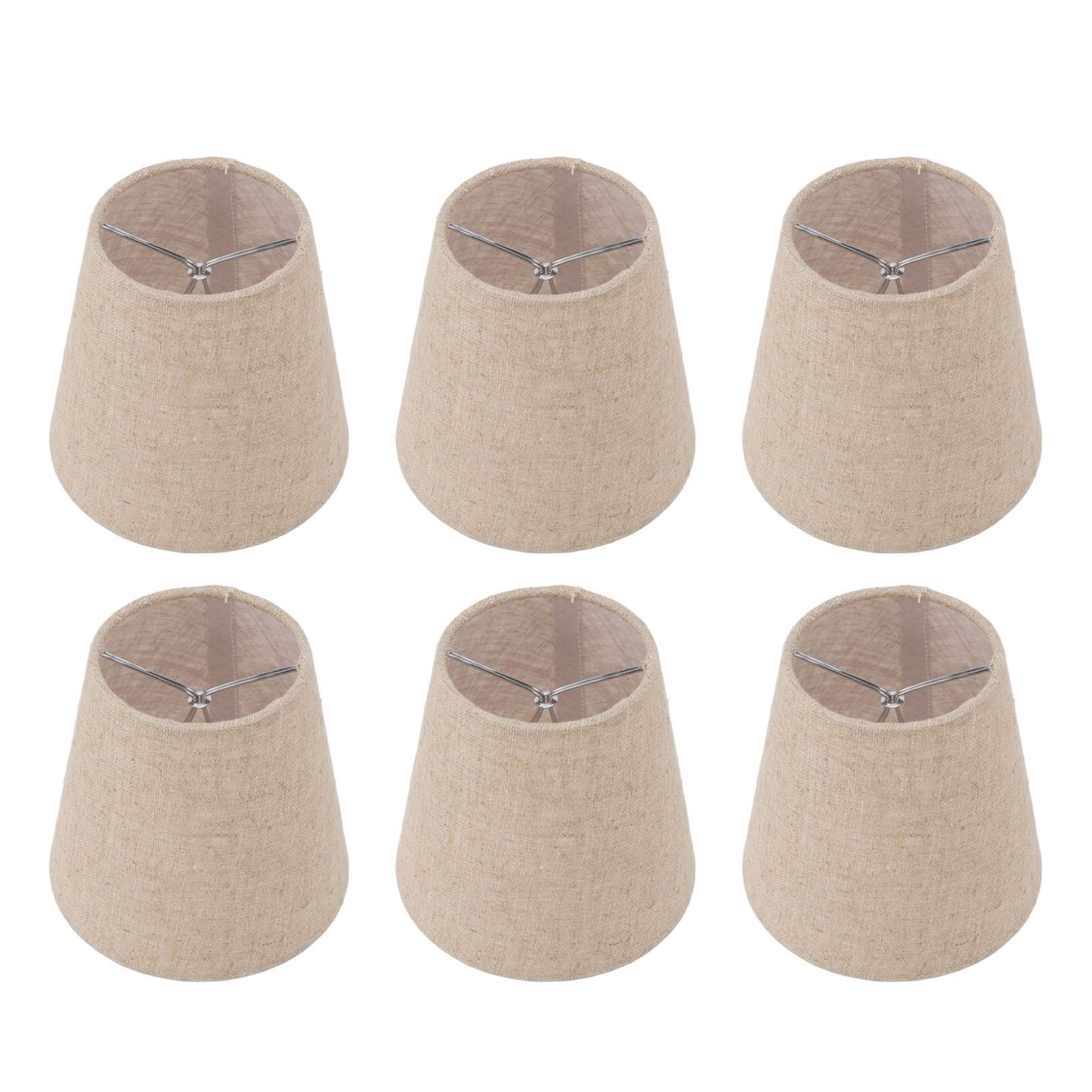 6Pcs Small Lamp Shade Clip On Drum Linen Fabric Lampshade for Candle Bulbs view 4