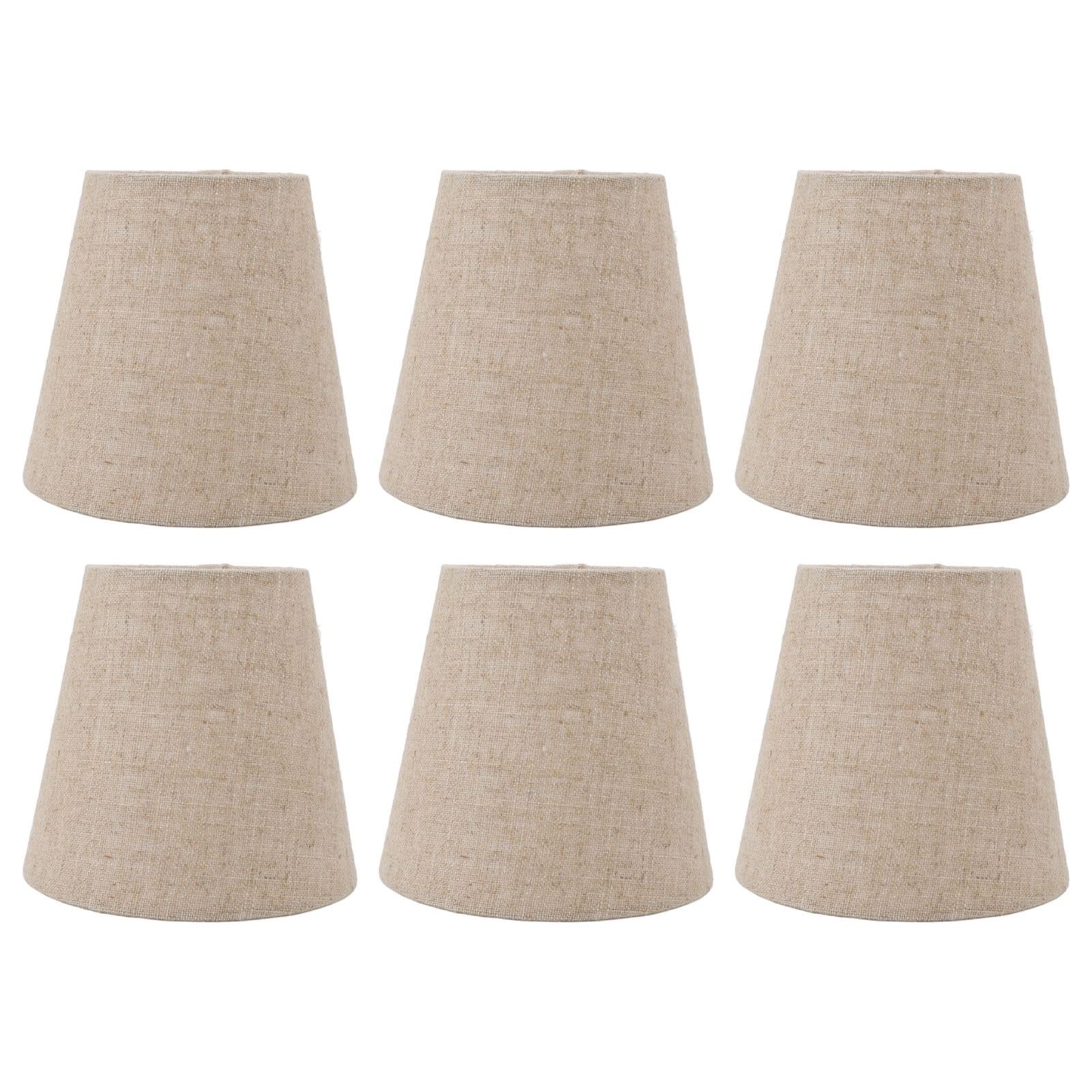 6Pcs Small Lamp Shade Clip On Drum Linen Fabric Lampshade for Candle Bulbs view 5