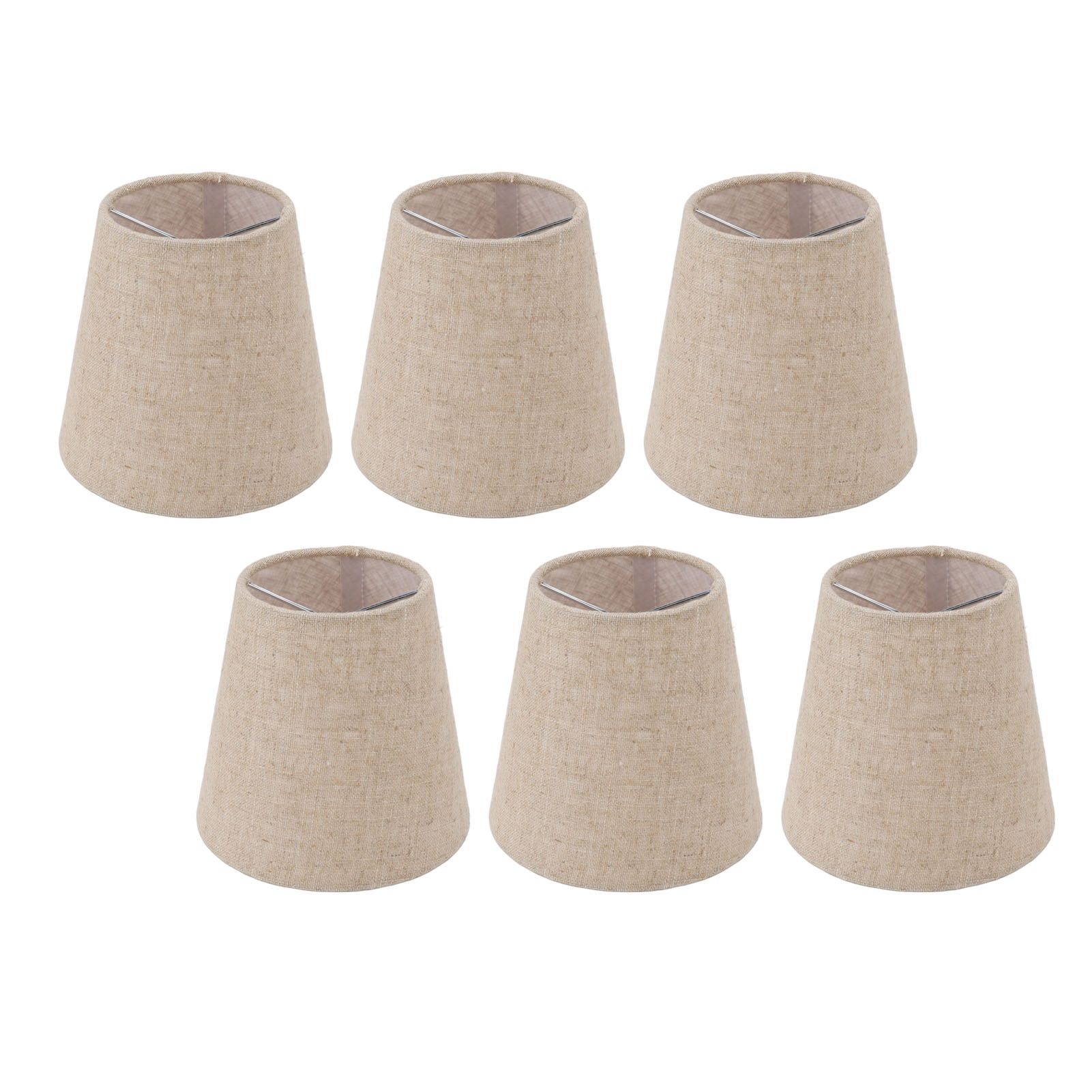6Pcs Small Lamp Shade Clip On Drum Linen Fabric Lampshade for Candle Bulbs view 7
