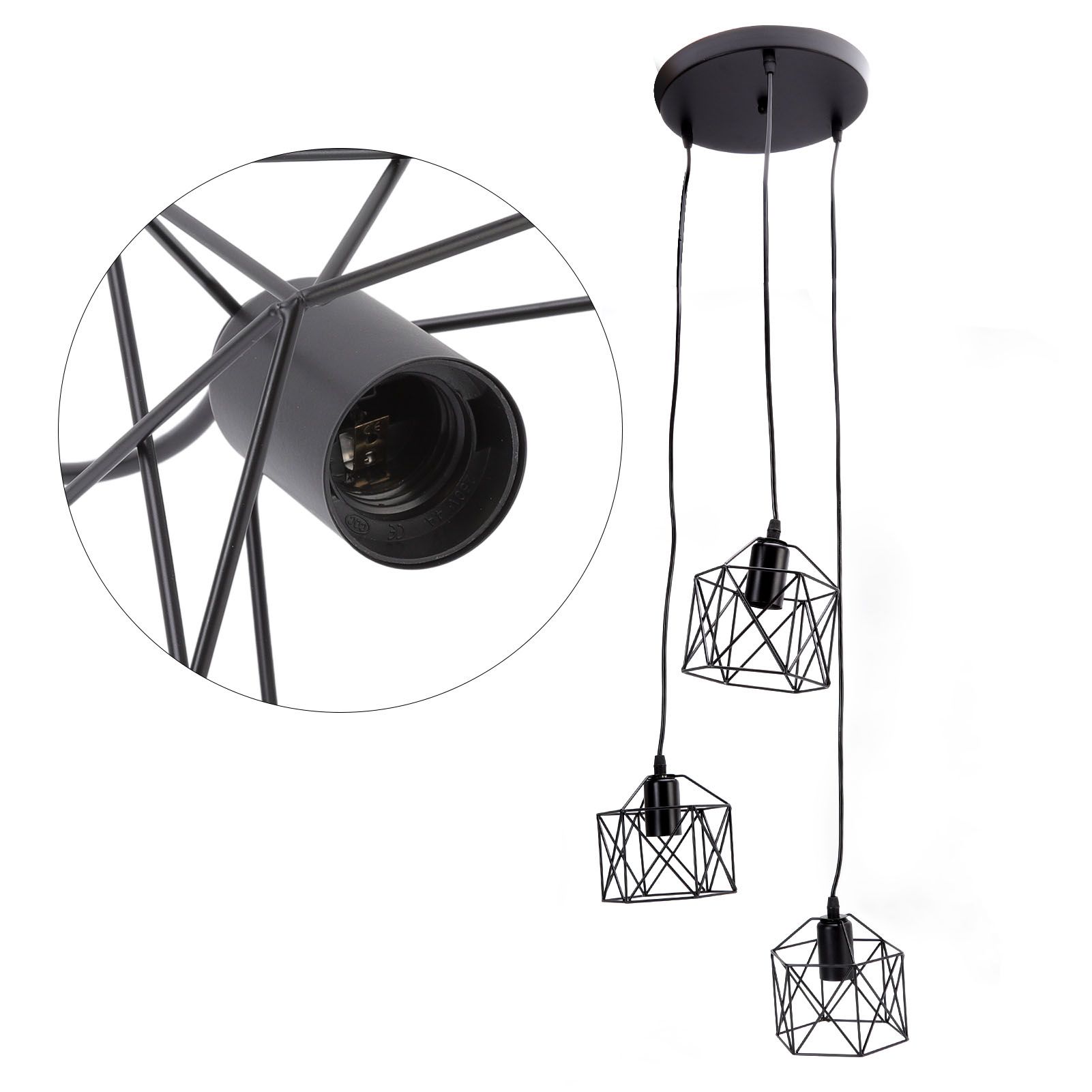 Antique Pendant Lampshade E27 3 Head Retro Unique Style Hanging Light Shade view 6