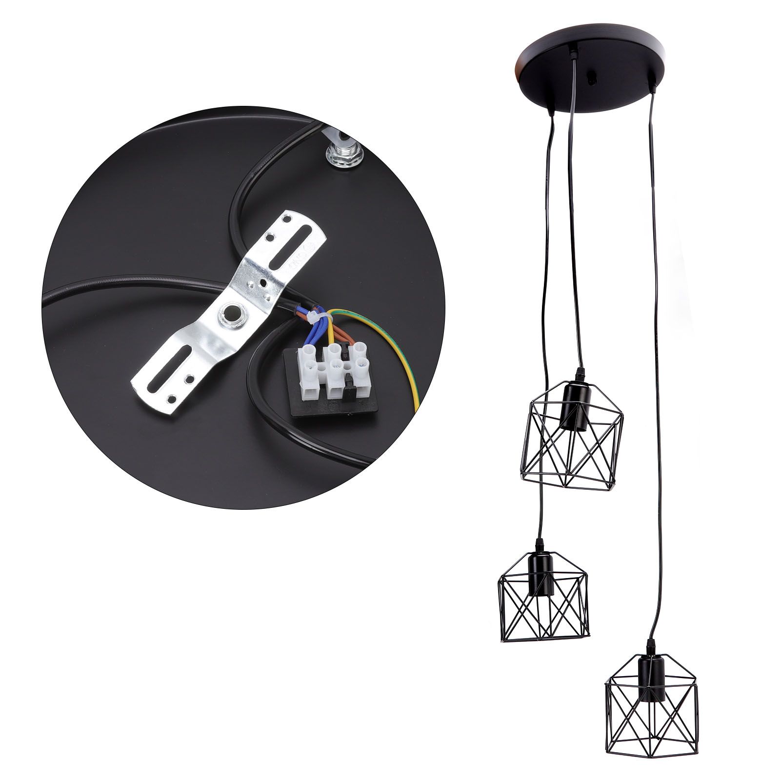 Antique Pendant Lampshade E27 3 Head Retro Unique Style Hanging Light Shade view 7