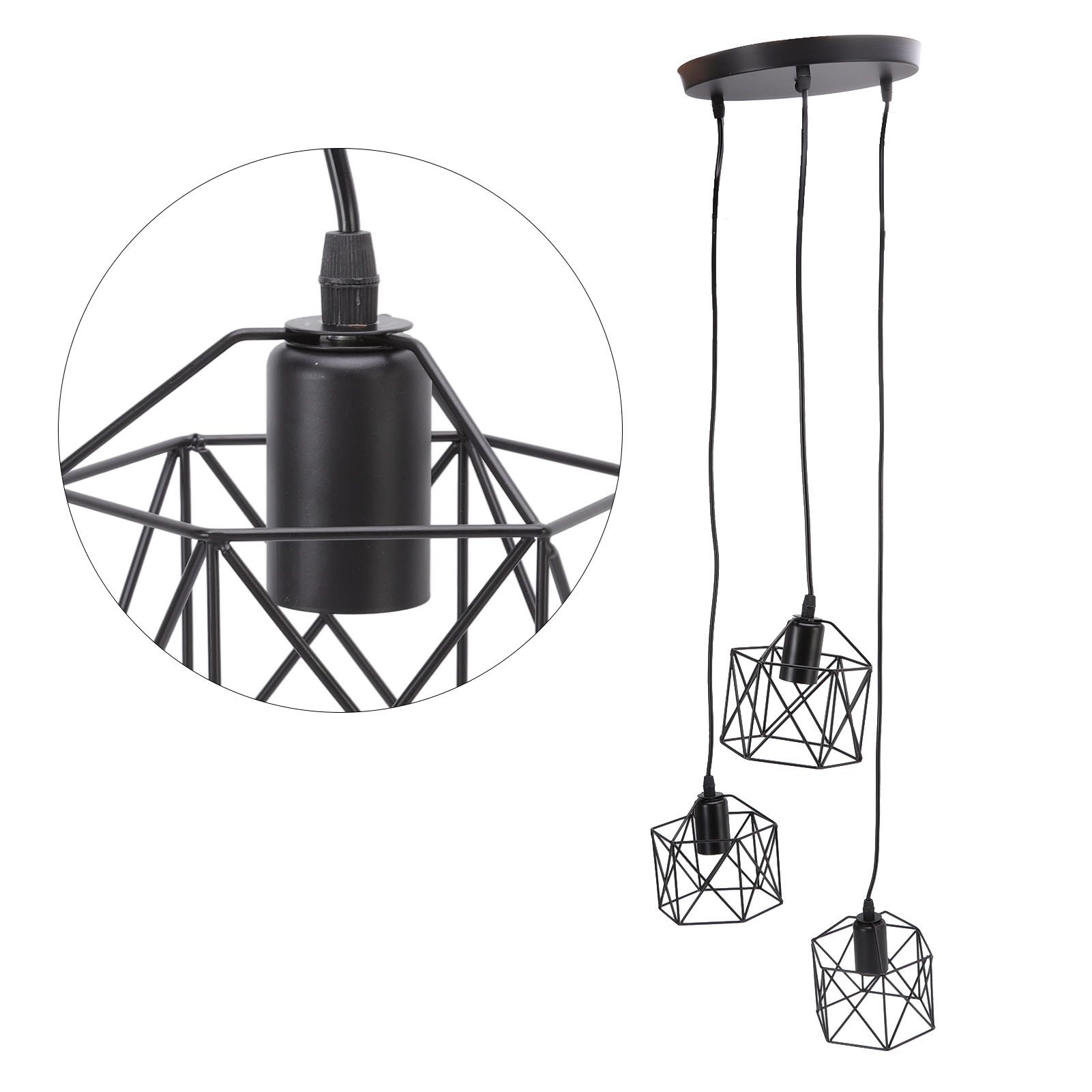 Antique Pendant Lampshade E27 3 Head Retro Unique Style Hanging Light Shade view 8