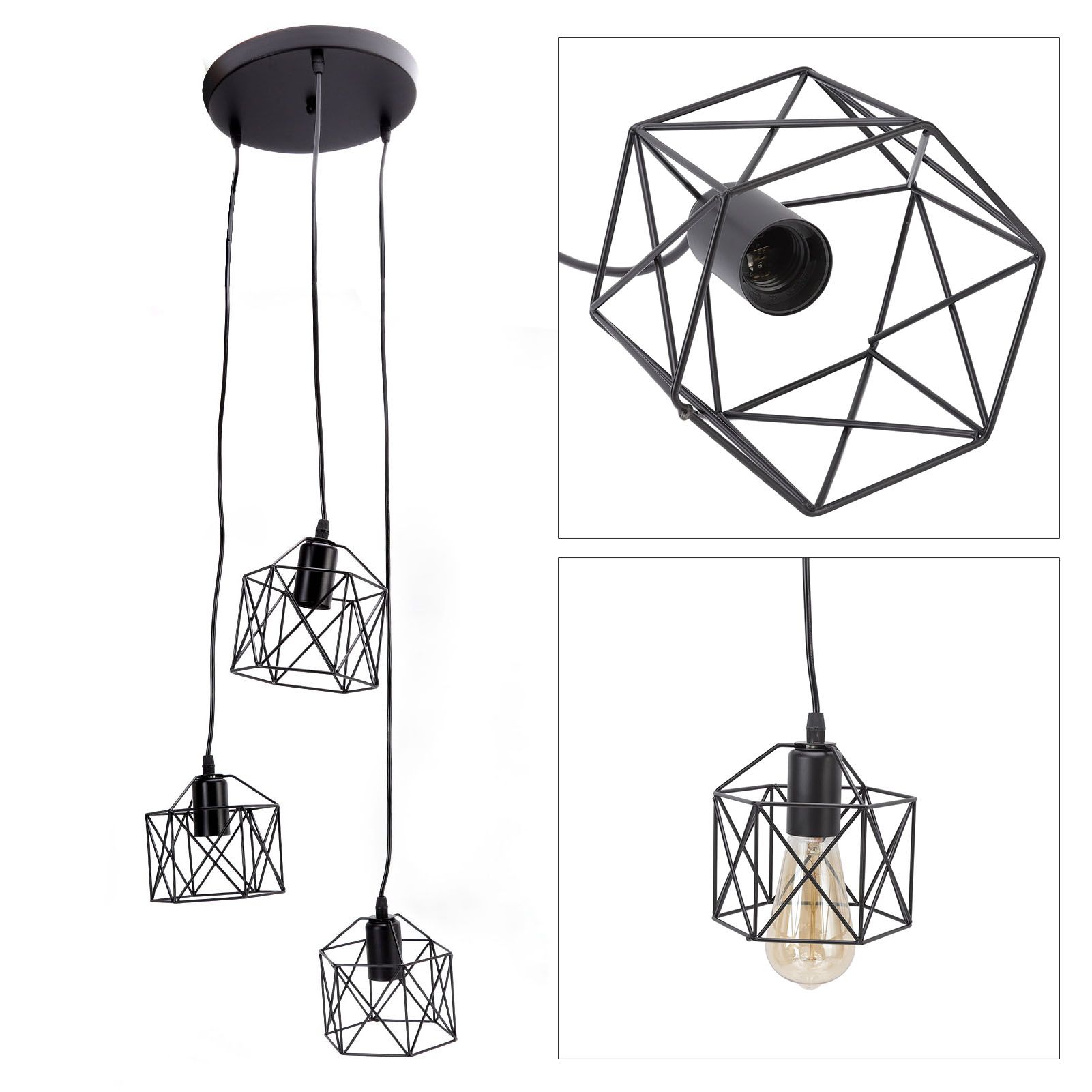 Antique Pendant Lampshade E27 3 Head Retro Unique Style Hanging Light Shade view 10