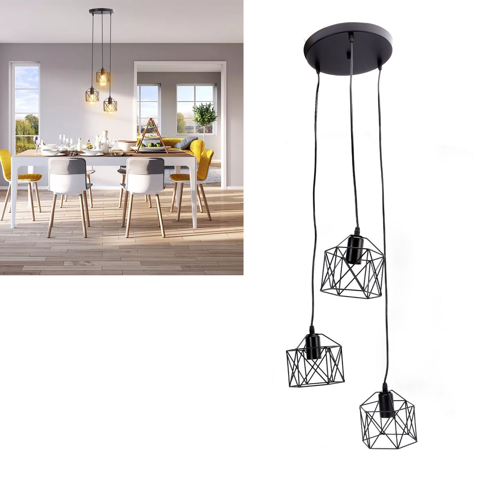 Antique Pendant Lampshade E27 3 Head Retro Unique Style Hanging Light Shade view 11