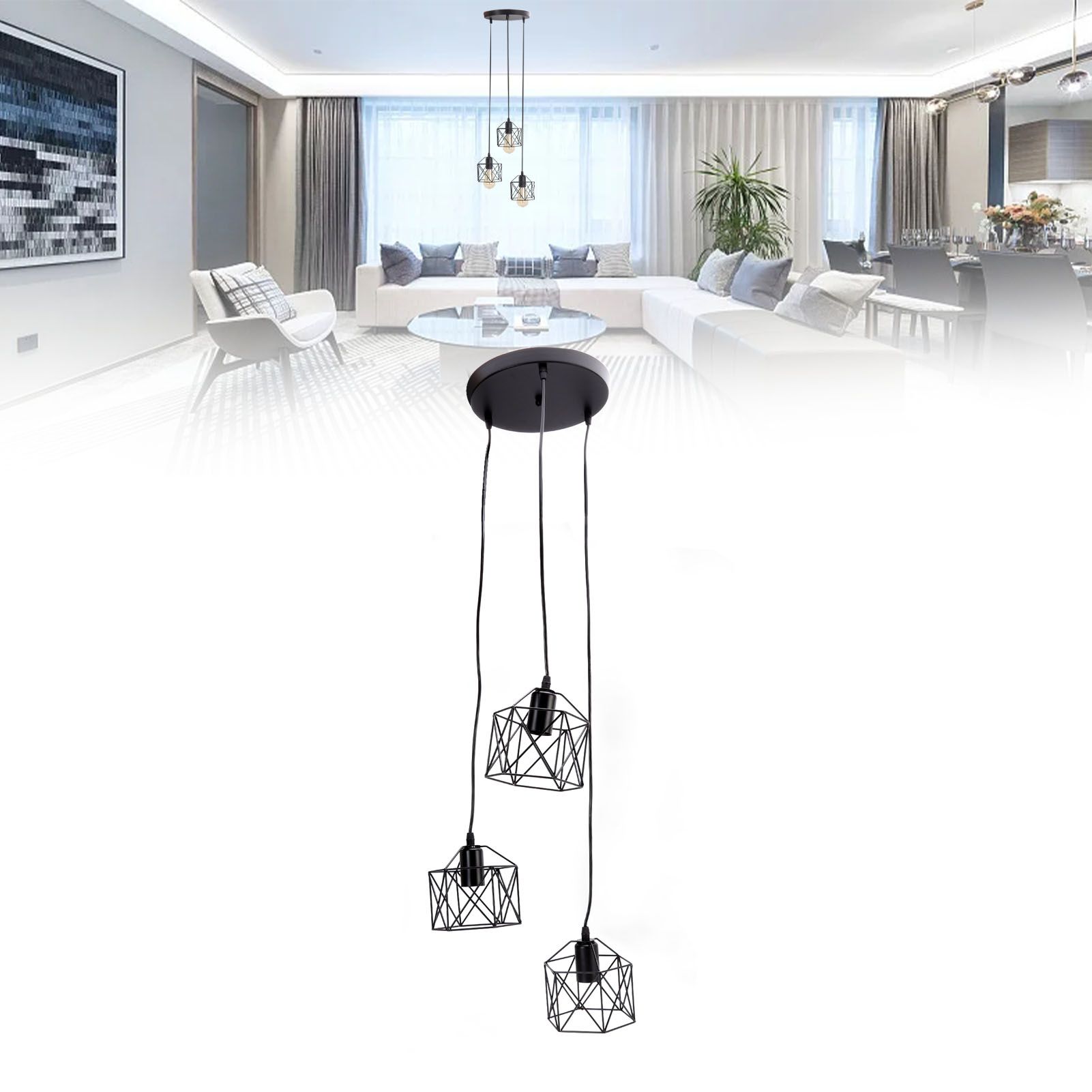 Antique Pendant Lampshade E27 3 Head Retro Unique Style Hanging Light Shade view 12