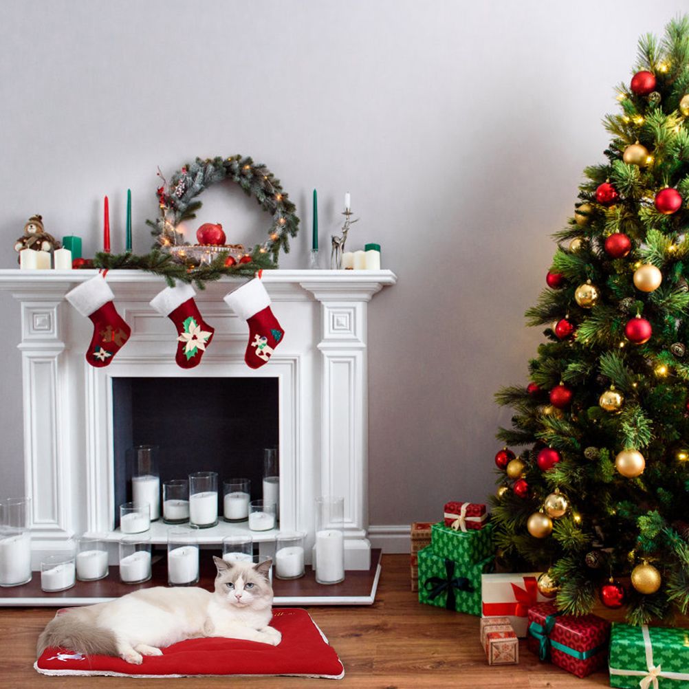 Christmas Theme Pet Cat Dog Bed Mat Pad Soft Warm Thick Kennel Cage Sofa Mat view 7
