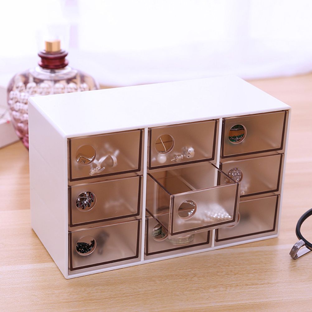 Mini 9 Grid Drawer Desk Storage Box Plastic Storage Organizer for Home Office view 5