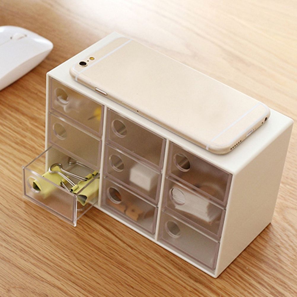 Mini 9 Grid Drawer Desk Storage Box Plastic Storage Organizer for Home Office view 6