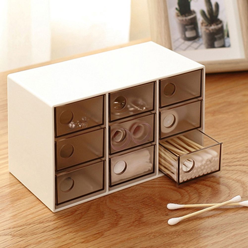 Mini 9 Grid Drawer Desk Storage Box Plastic Storage Organizer for Home Office view 7