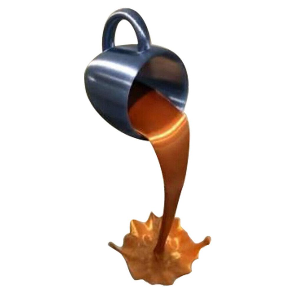 Floating Spilling Coffee Cup Spilling Pouring Coffee Cup Sculpture Sculpture view 3