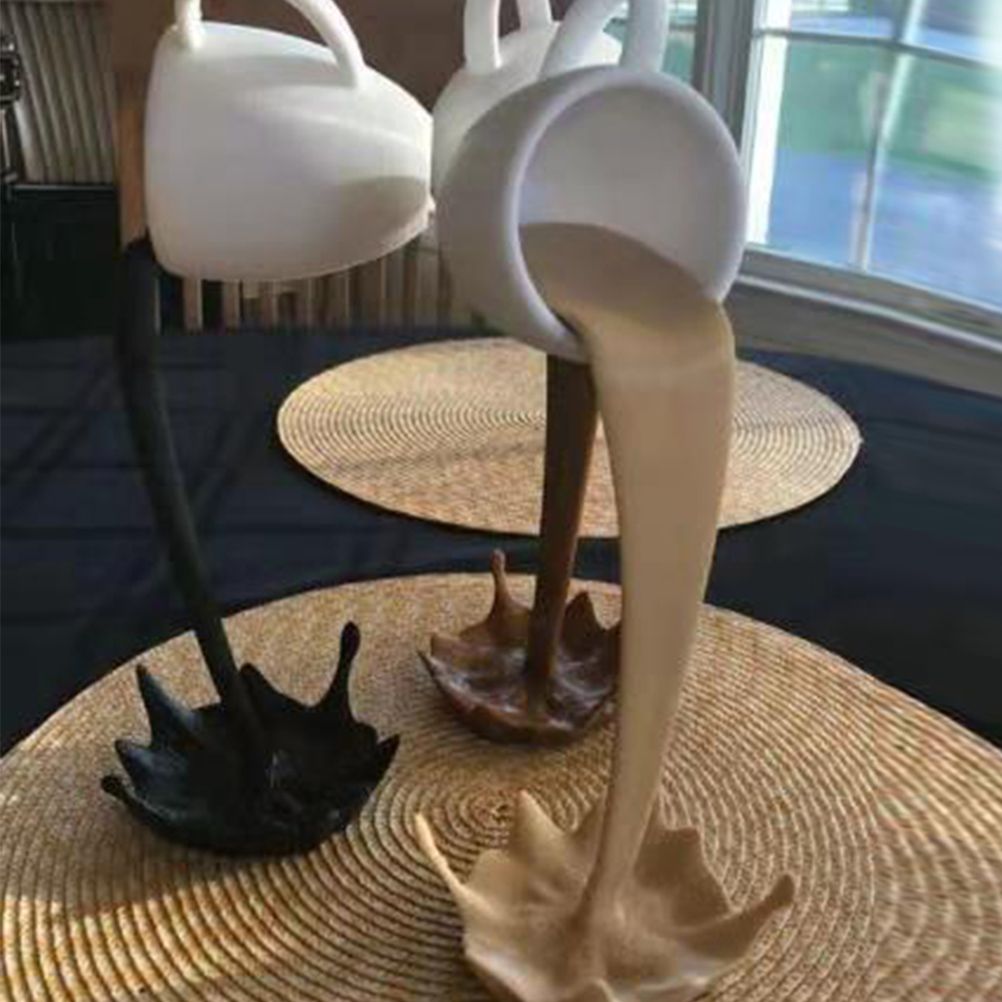 Floating Spilling Coffee Cup Spilling Pouring Coffee Cup Sculpture Sculpture view 5