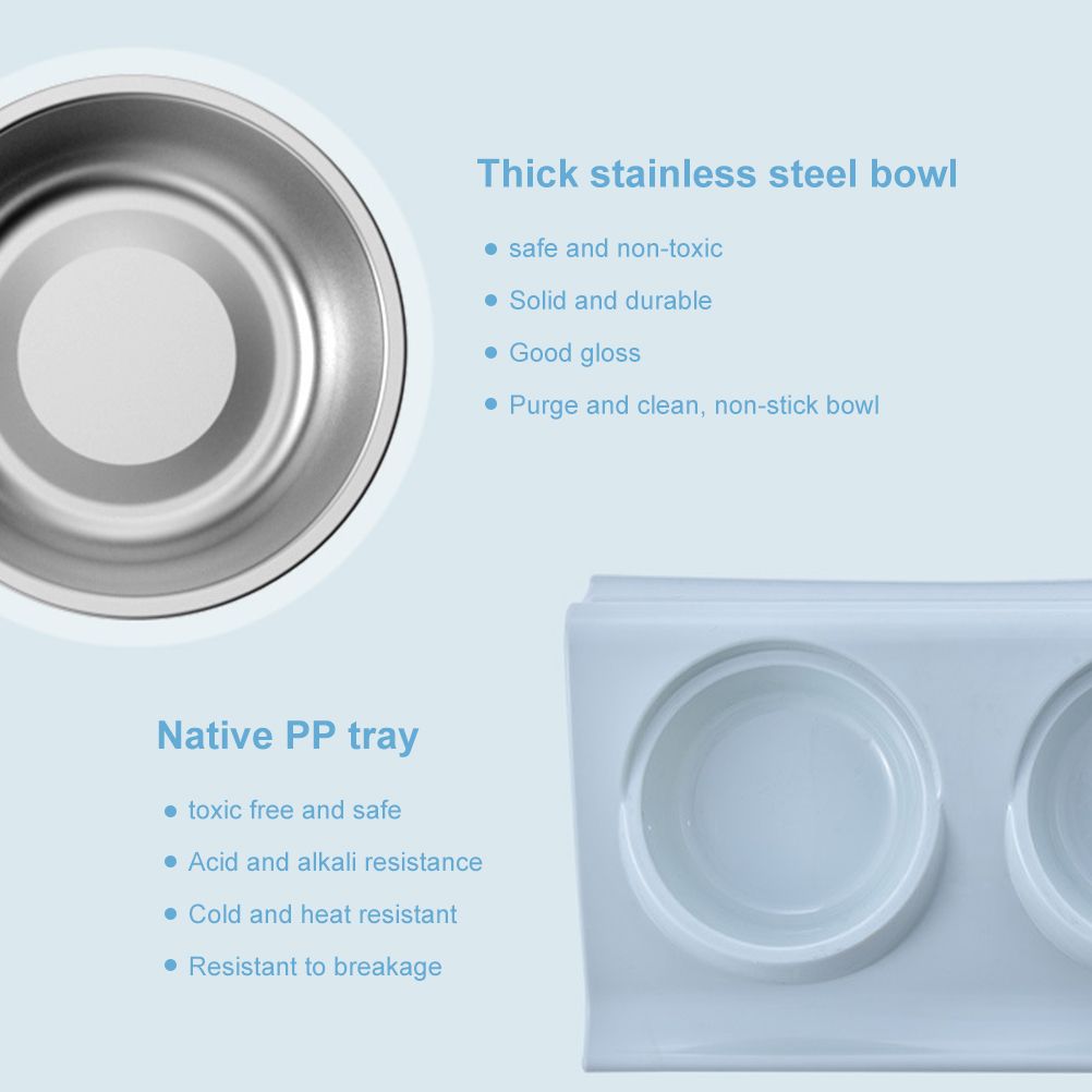 Double Bowls for Dog Stainless Steel Pet Bowl Splashproof Feeding Bowl for Pet view 3