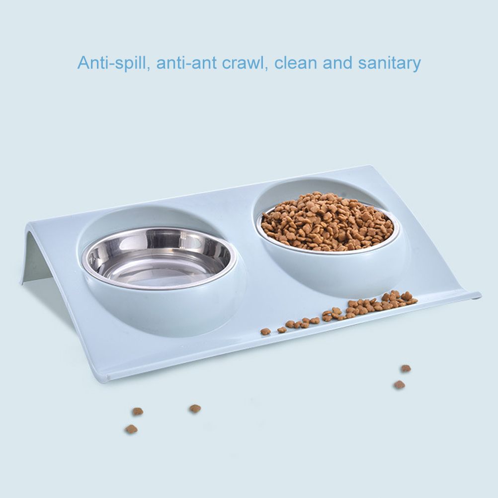 Double Bowls for Dog Stainless Steel Pet Bowl Splashproof Feeding Bowl for Pet view 4