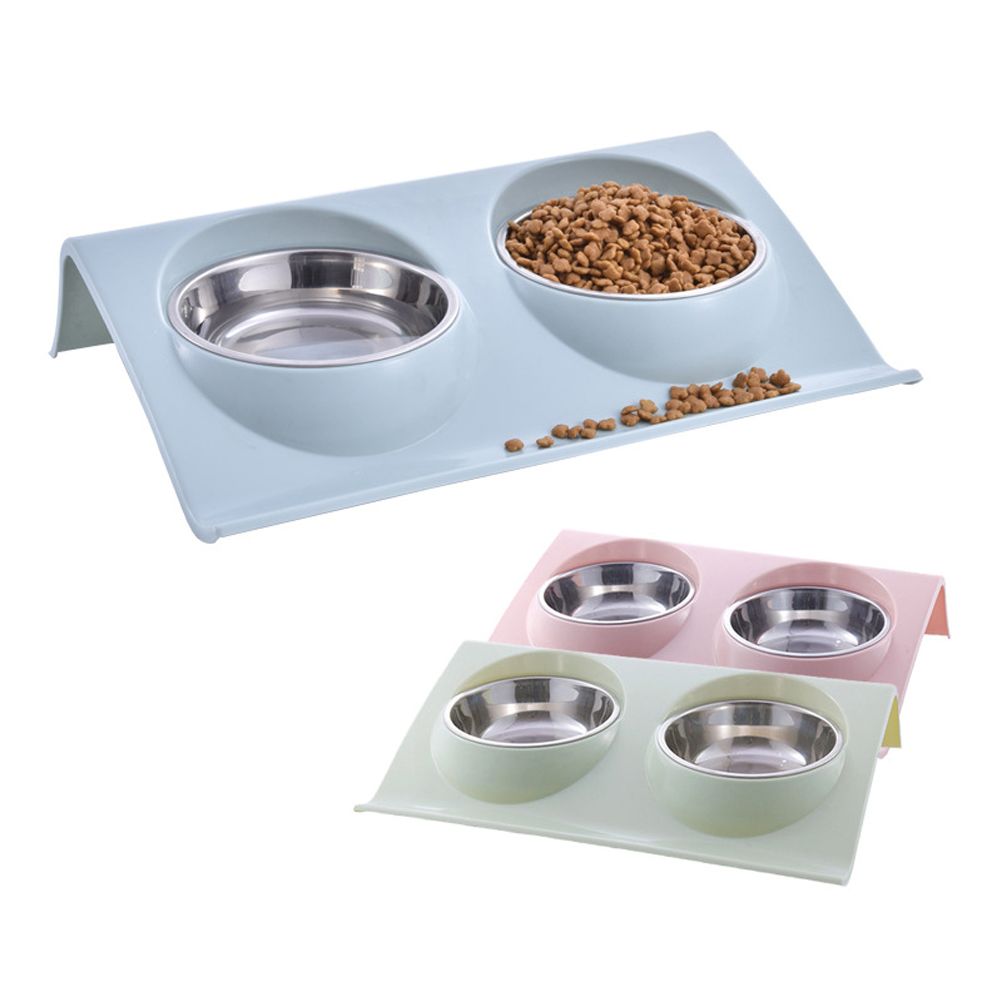 Double Bowls for Dog Stainless Steel Pet Bowl Splashproof Feeding Bowl for Pet view 7