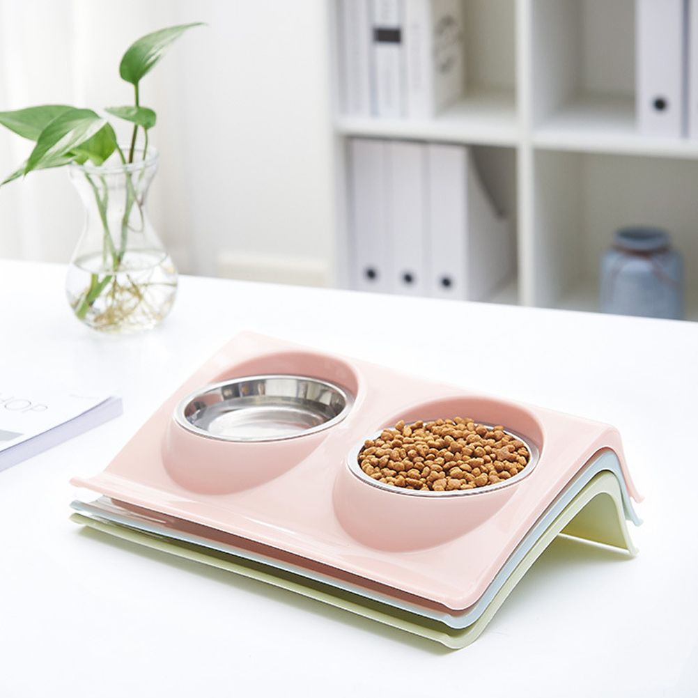 Double Bowls for Dog Stainless Steel Pet Bowl Splashproof Feeding Bowl for Pet view 9