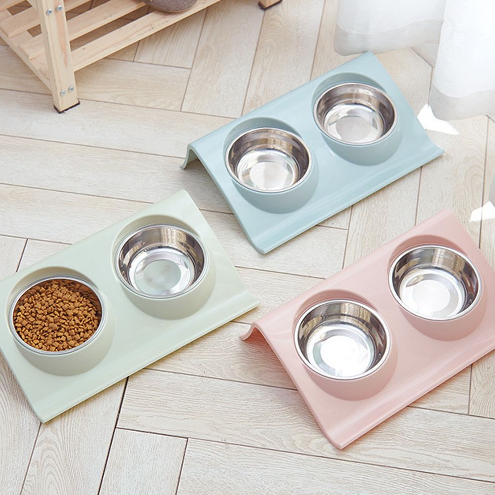 Double Bowls for Dog Stainless Steel Pet Bowl Splashproof Feeding Bowl for Pet view 10