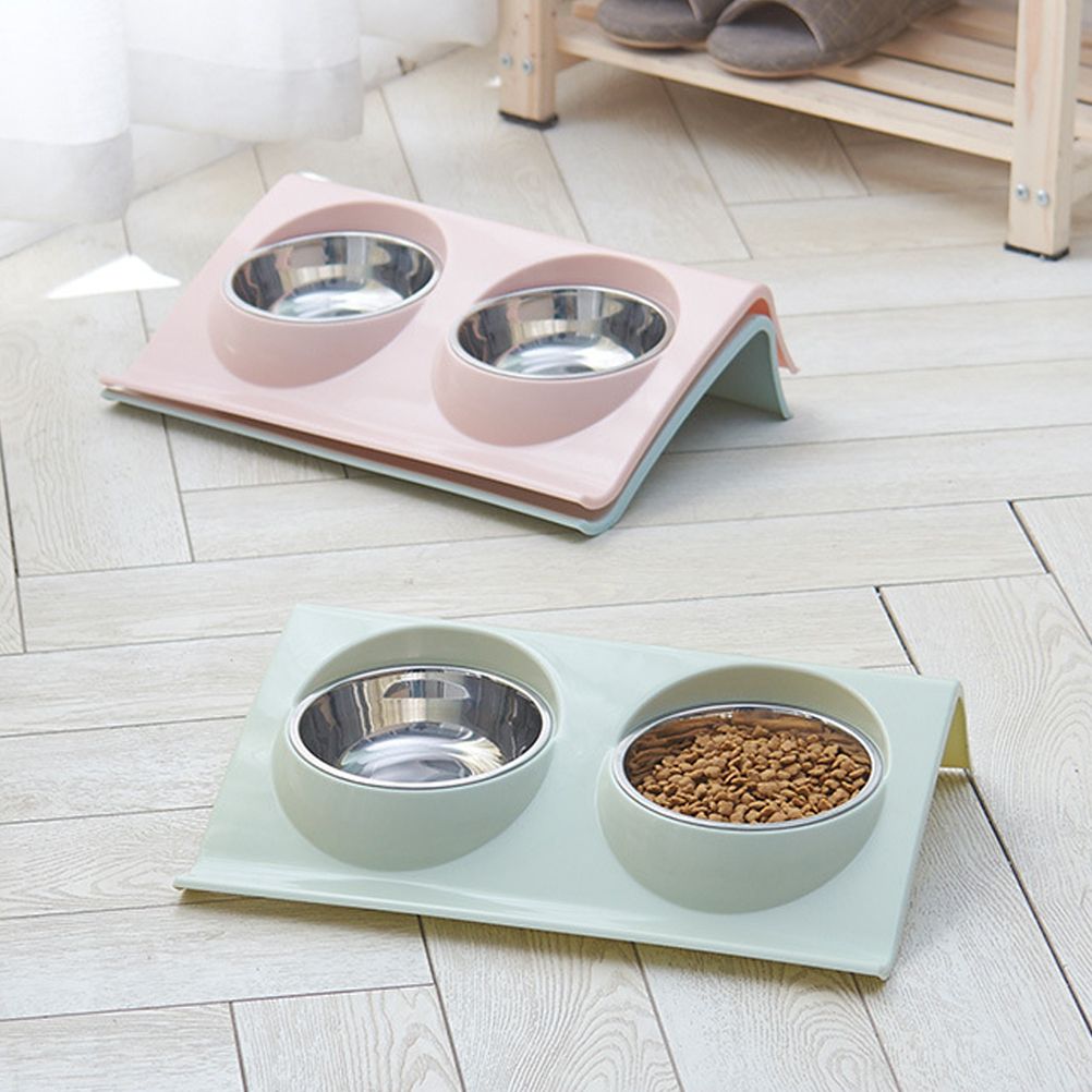 Double Bowls for Dog Stainless Steel Pet Bowl Splashproof Feeding Bowl for Pet view 11