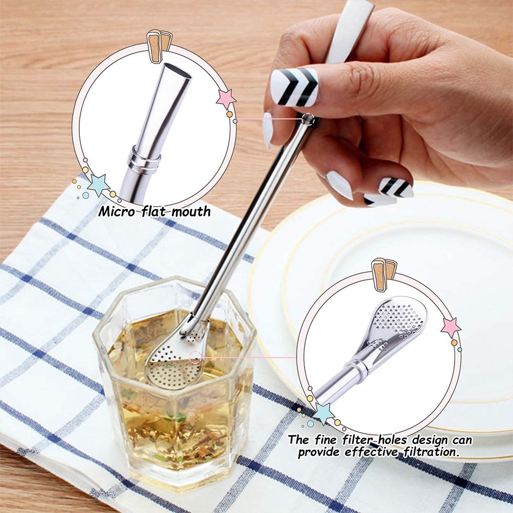 2 in 1 Stainless Steel Straw Spoon Stainless Steel Straw Mate Multifunctional view 3