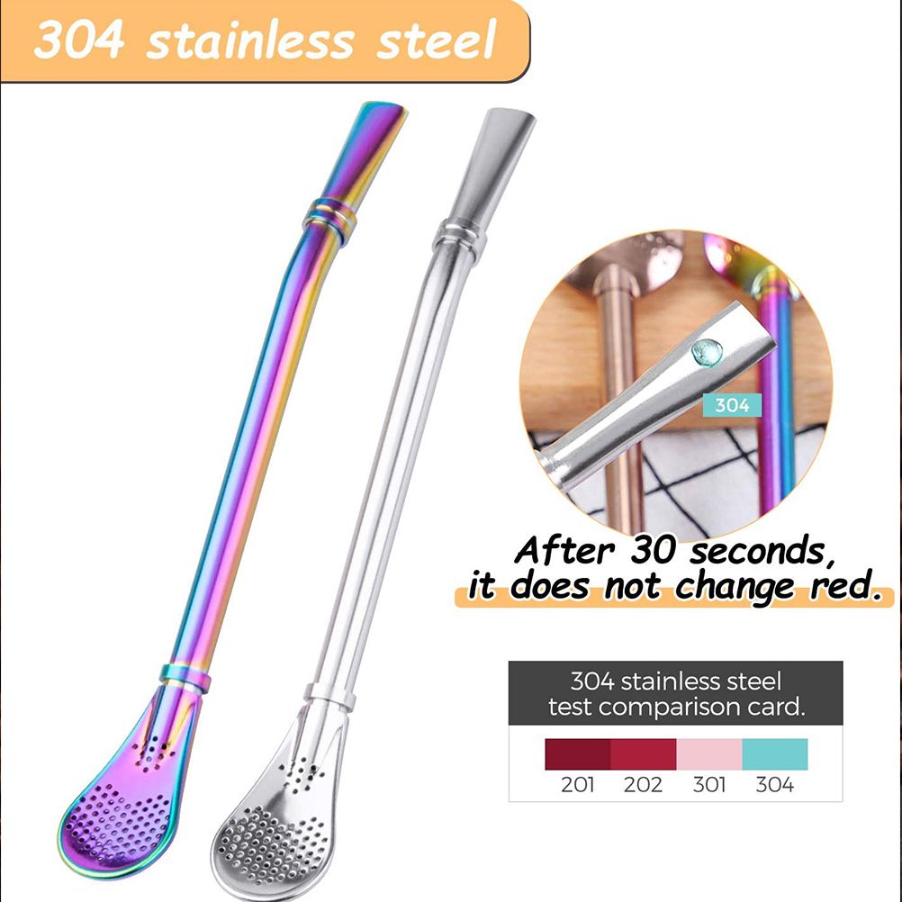 2 in 1 Stainless Steel Straw Spoon Stainless Steel Straw Mate Multifunctional view 4