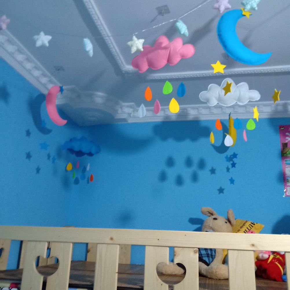 Ceiling Mobile Hanging Cloud Decorations Rainbow Mobile Cloud Ceiling Decor view 9