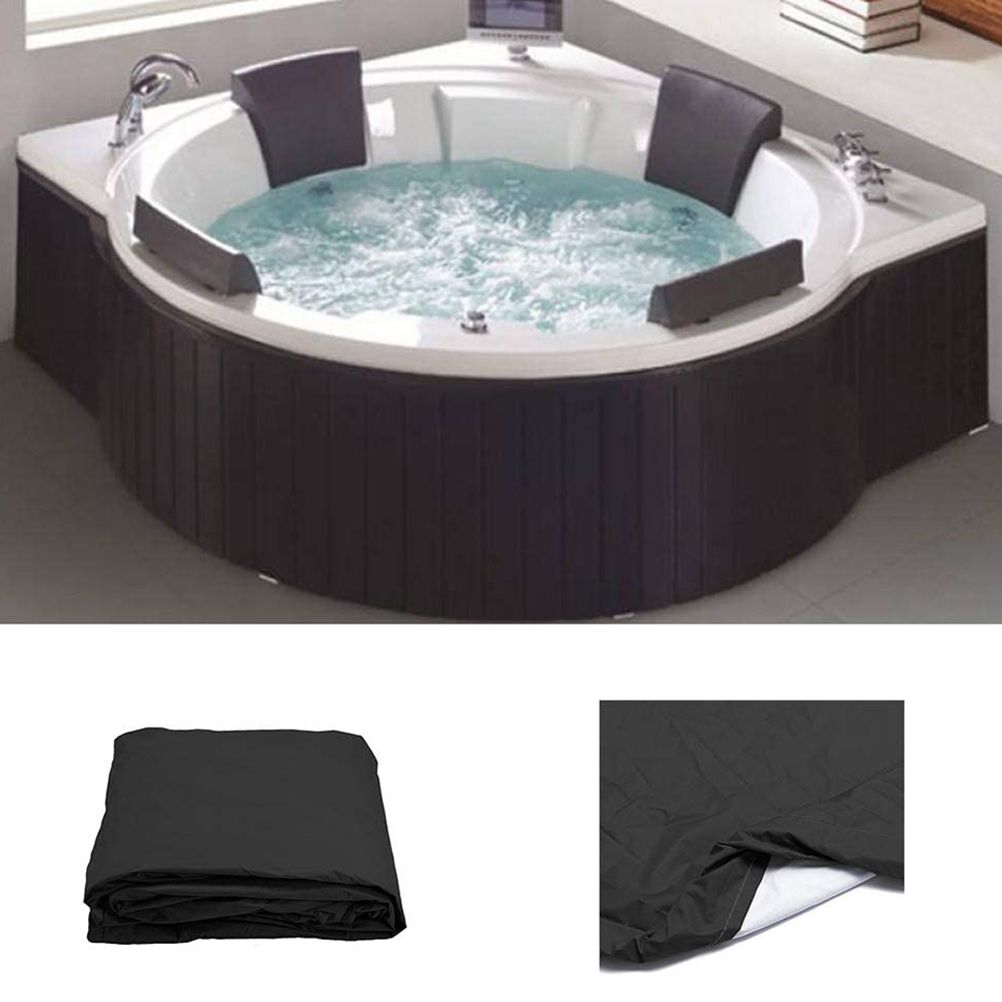 Round Hot Tub Cover Pool Dust Cover Bathtub Drawstring Oxford Cloth Cover for view 2