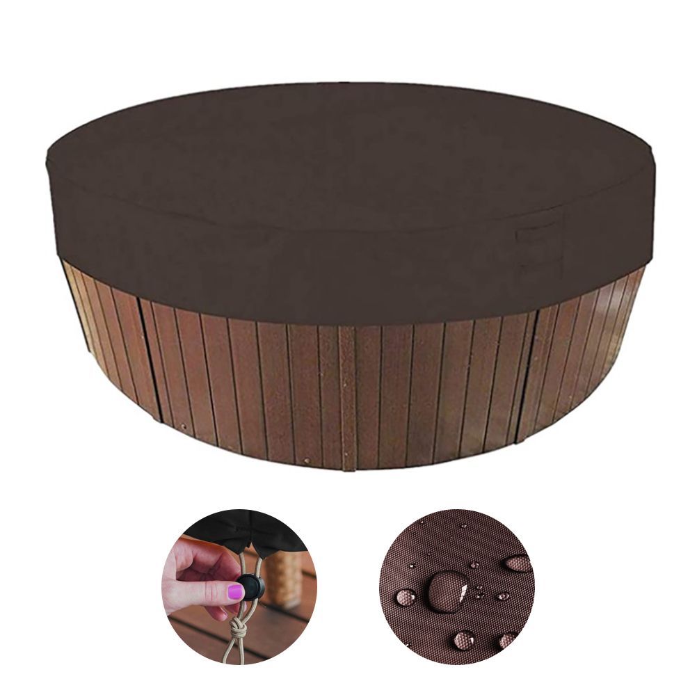Round Hot Tub Cover Pool Dust Cover Bathtub Drawstring Oxford Cloth Cover for view 3